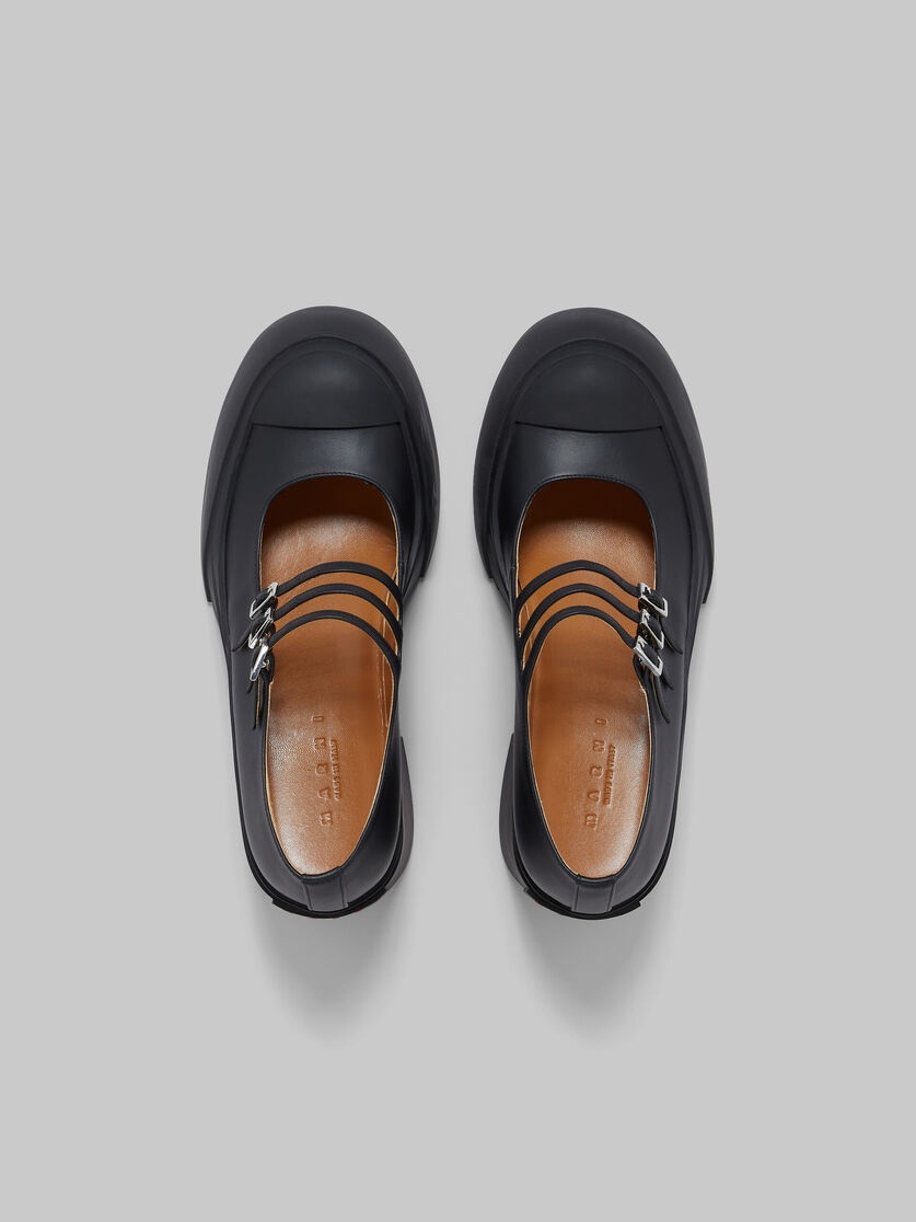 BLACK LEATHER PABLO TRIPLE-BUCKLE MARY JANE SHOE - 4