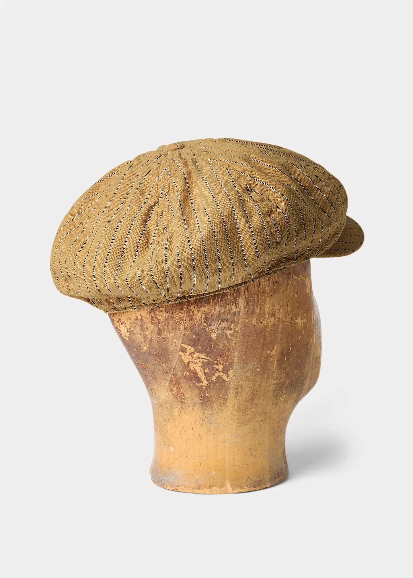 Striped Linen-Cotton Newsboy Cap - 2