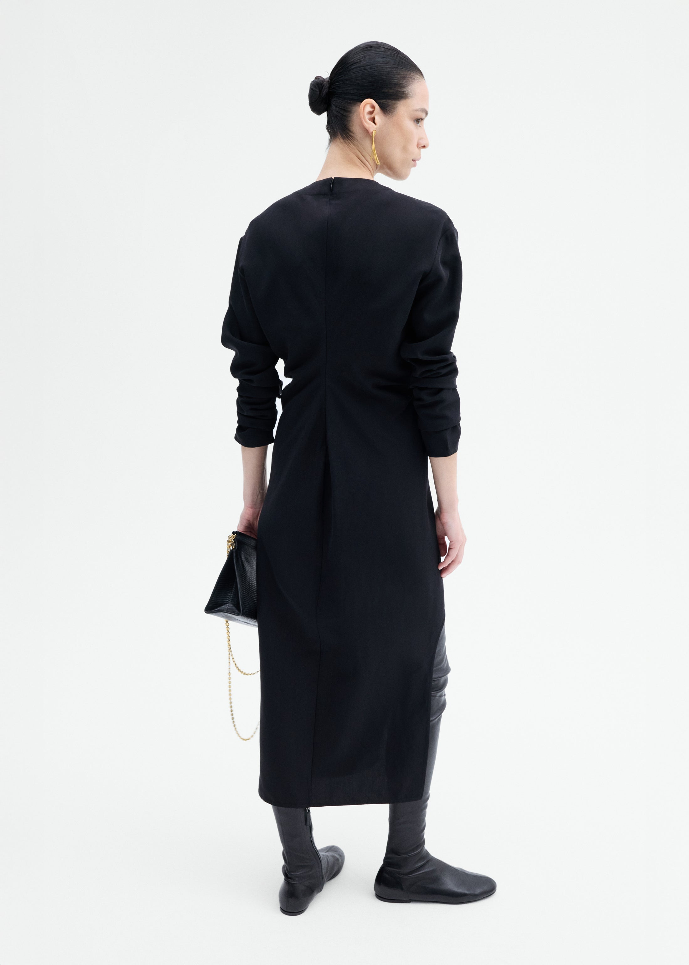 Keyhole Dress in Viscose Wool - 5