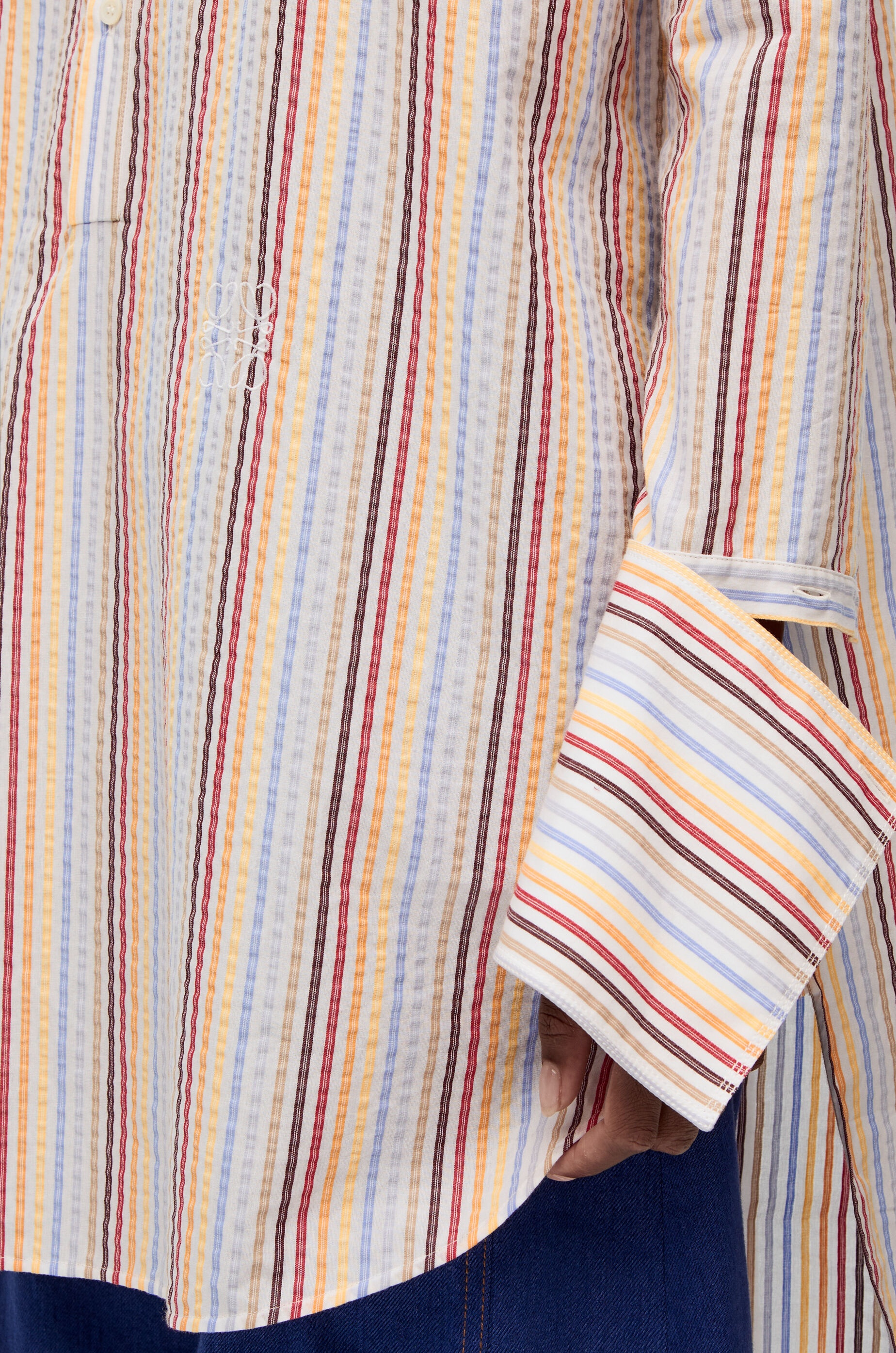 Stripe deconstructed shirt dress in silk - 5