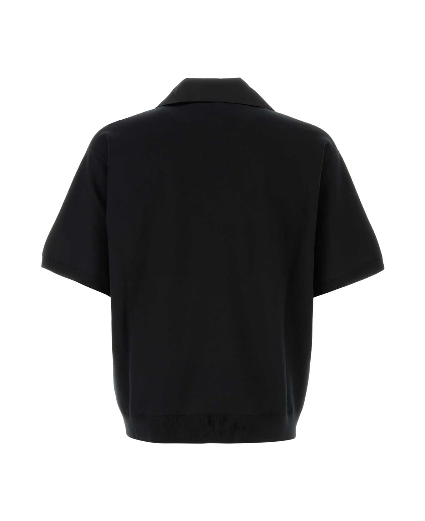 Black Wool Polo Shirt - 2