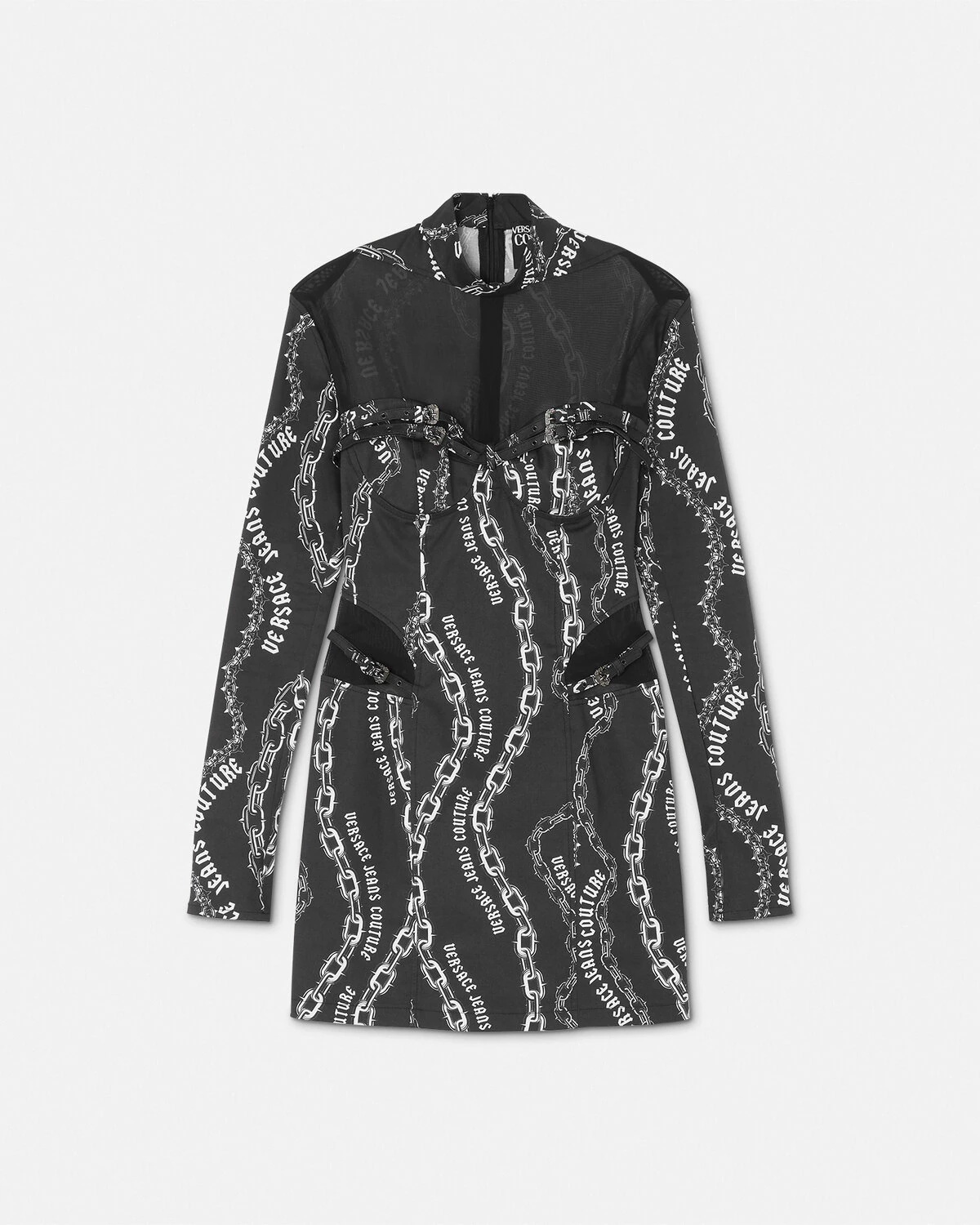 Chain Couture Mesh Mini Dress - 1