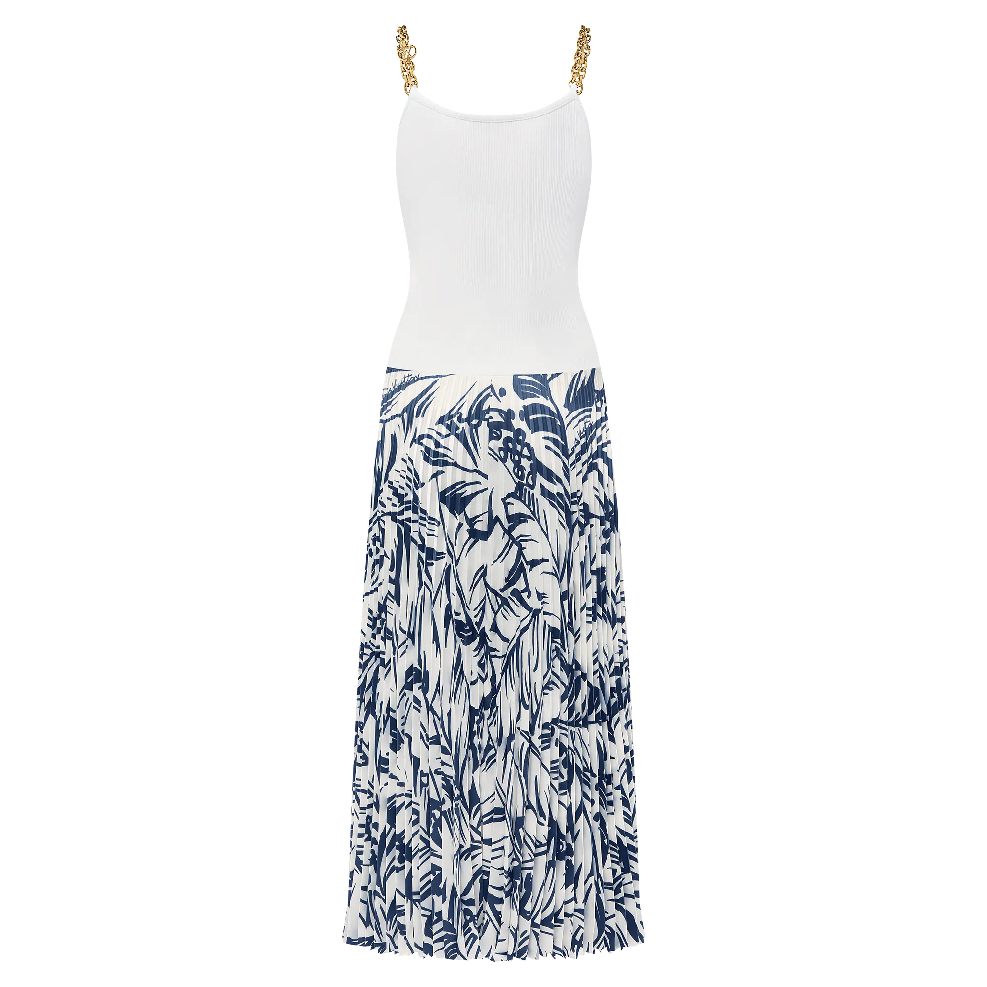 Palm Print Trompe L’Oeil Maxi Dress - 3