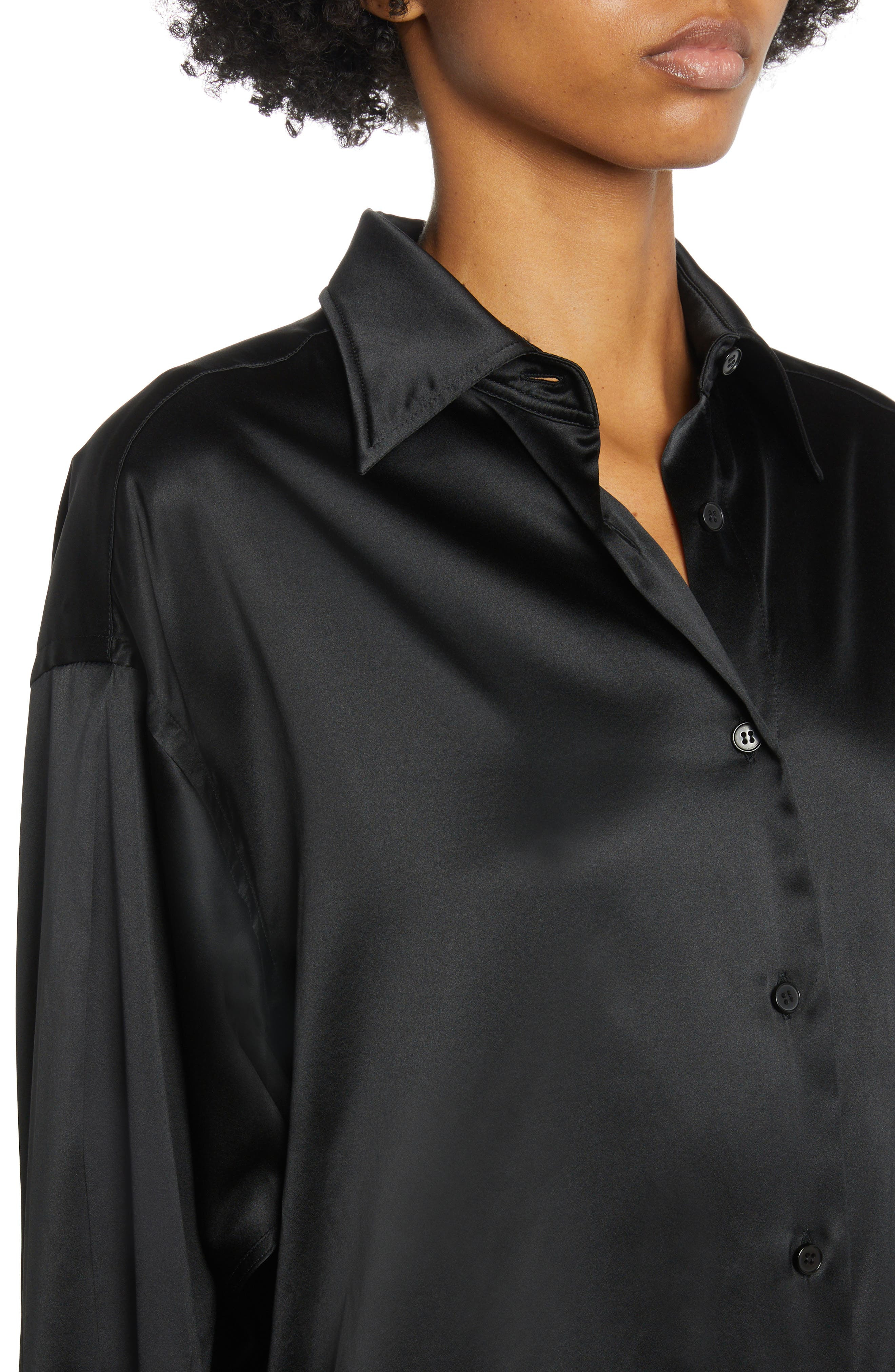 Relaxed Fit Stretch Silk Satin Blouse - 4