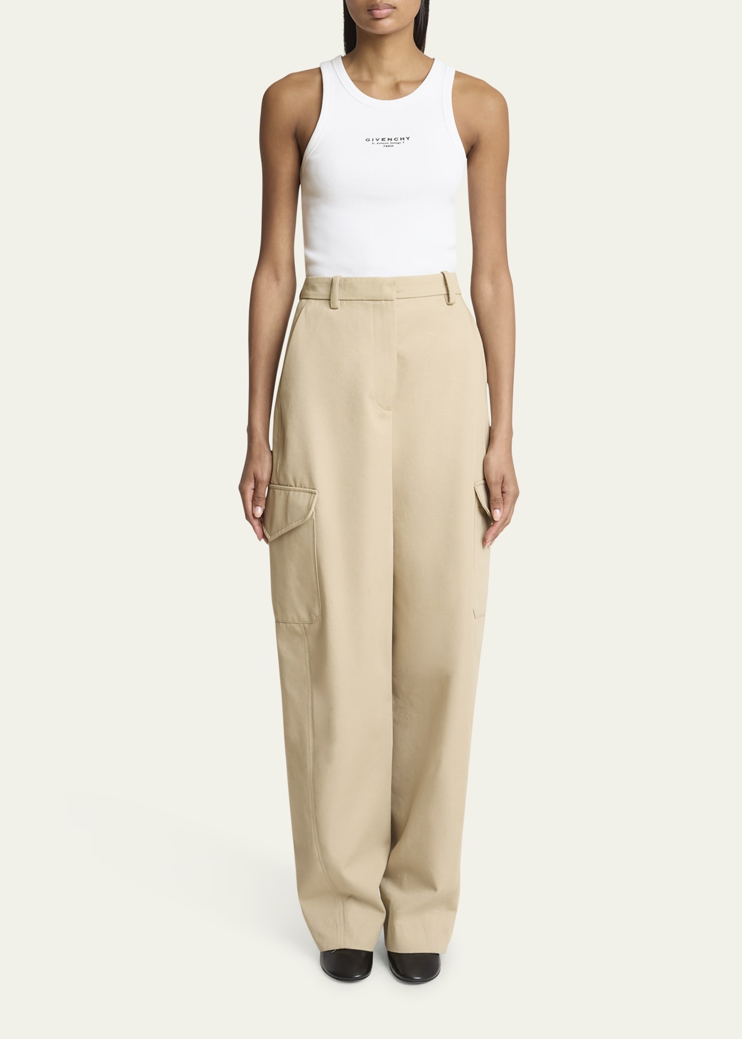 Barrel Leg Cargo Wool Trousers - 2