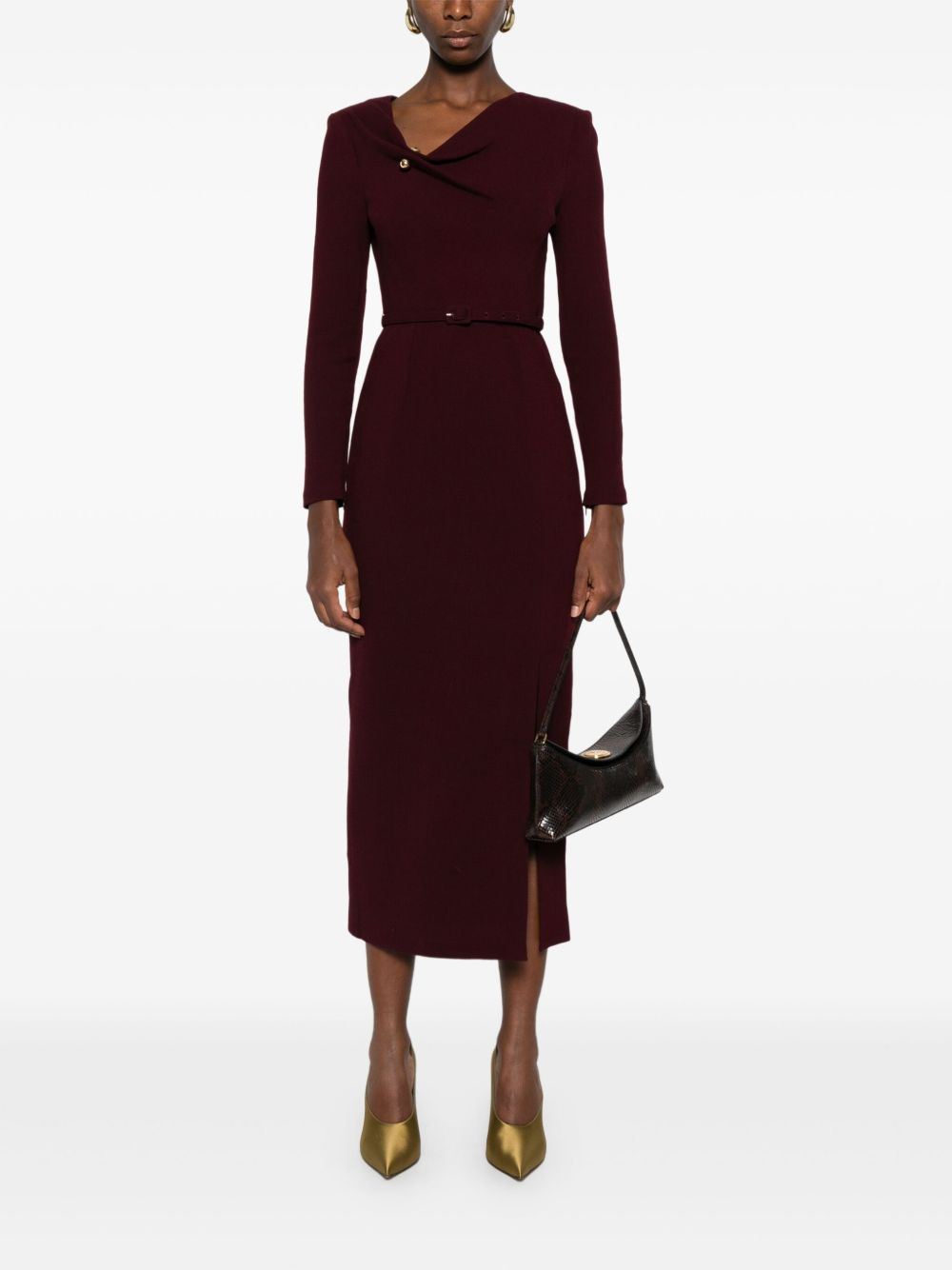 belted cowl-neck dress - 2