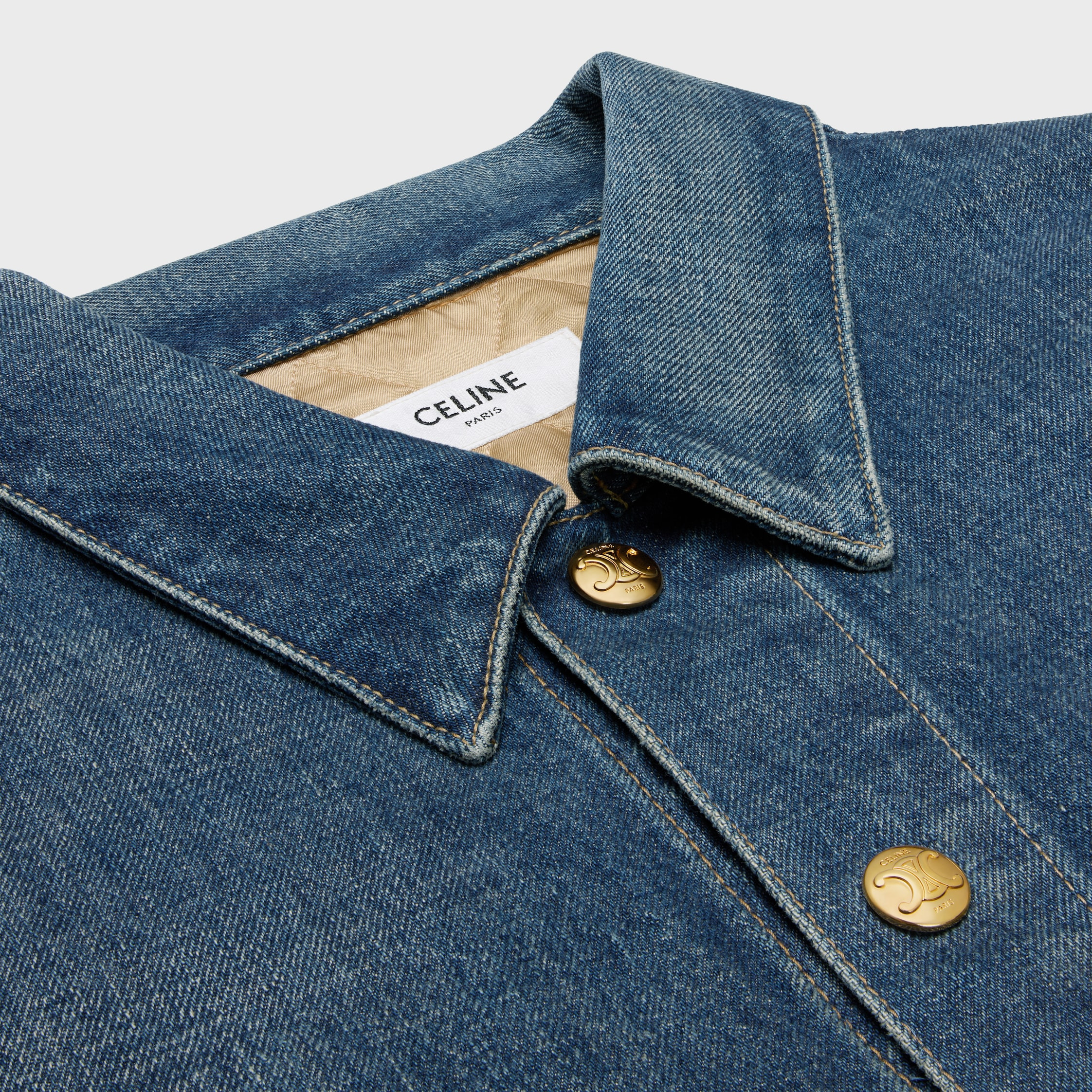 celine paris jacket in dark union wash denim - 3