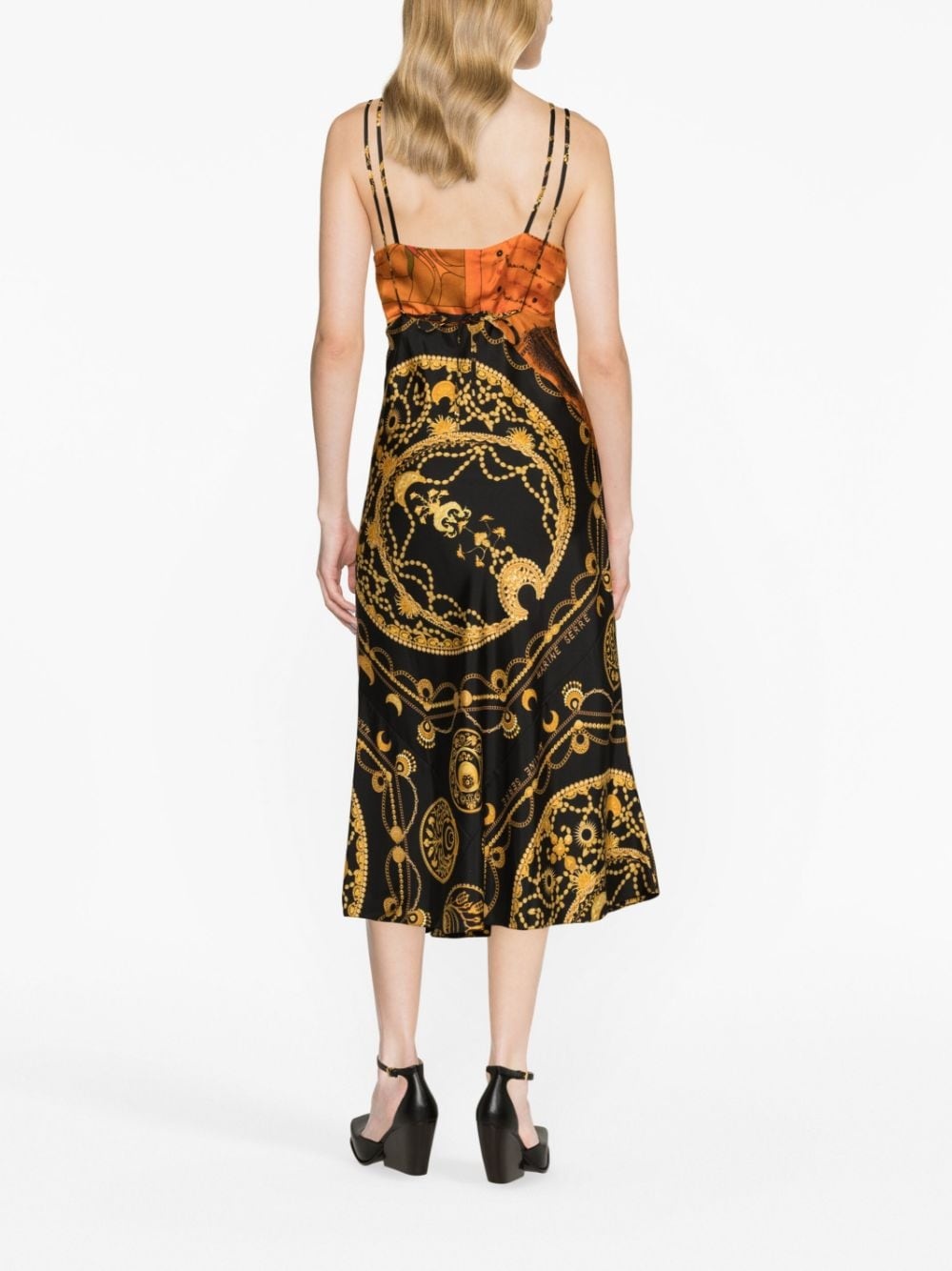 Ornament Jewelry-print regenerated-silk dress - 3