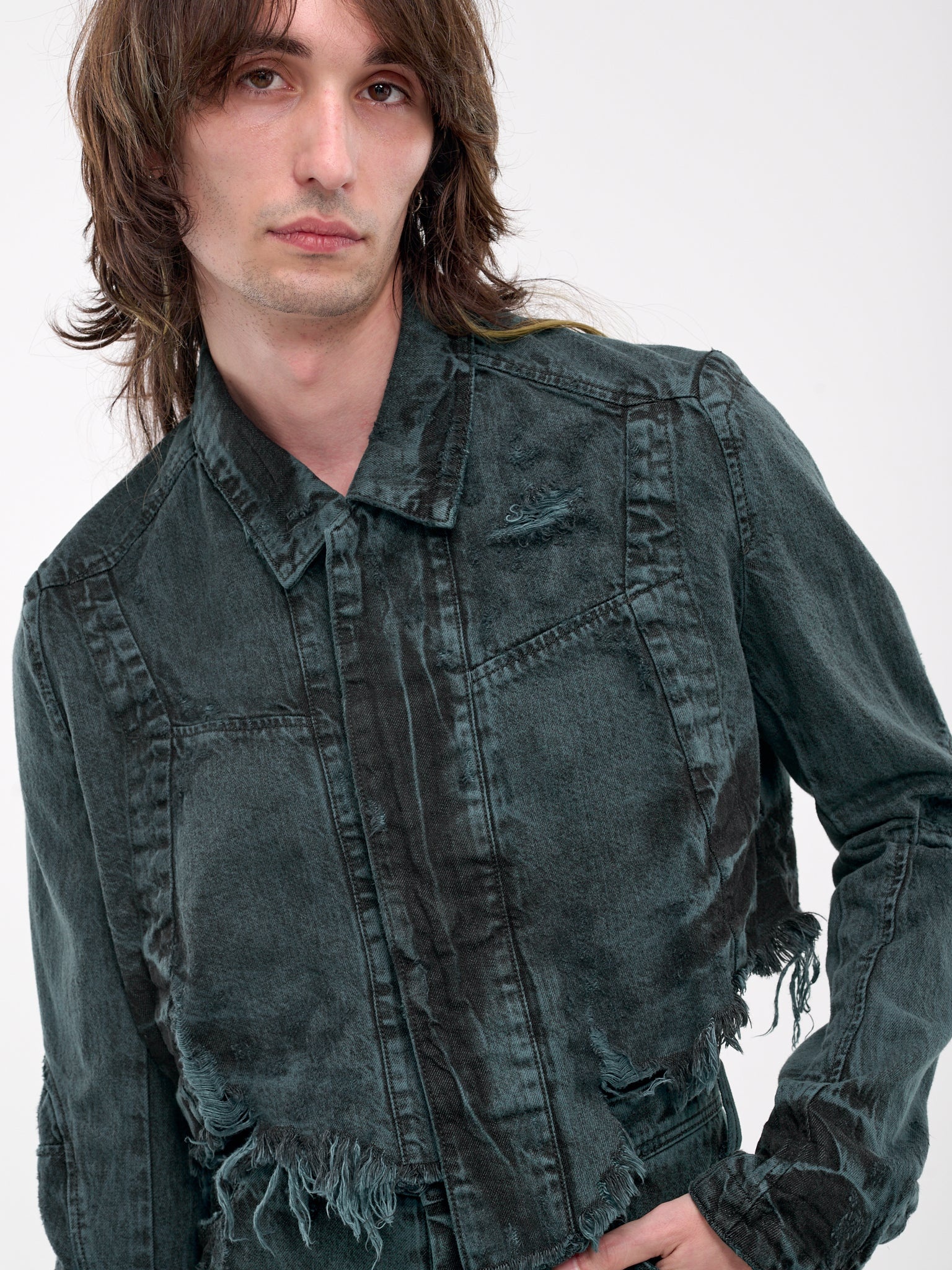 Distressed Crop Denim Jacket - 4