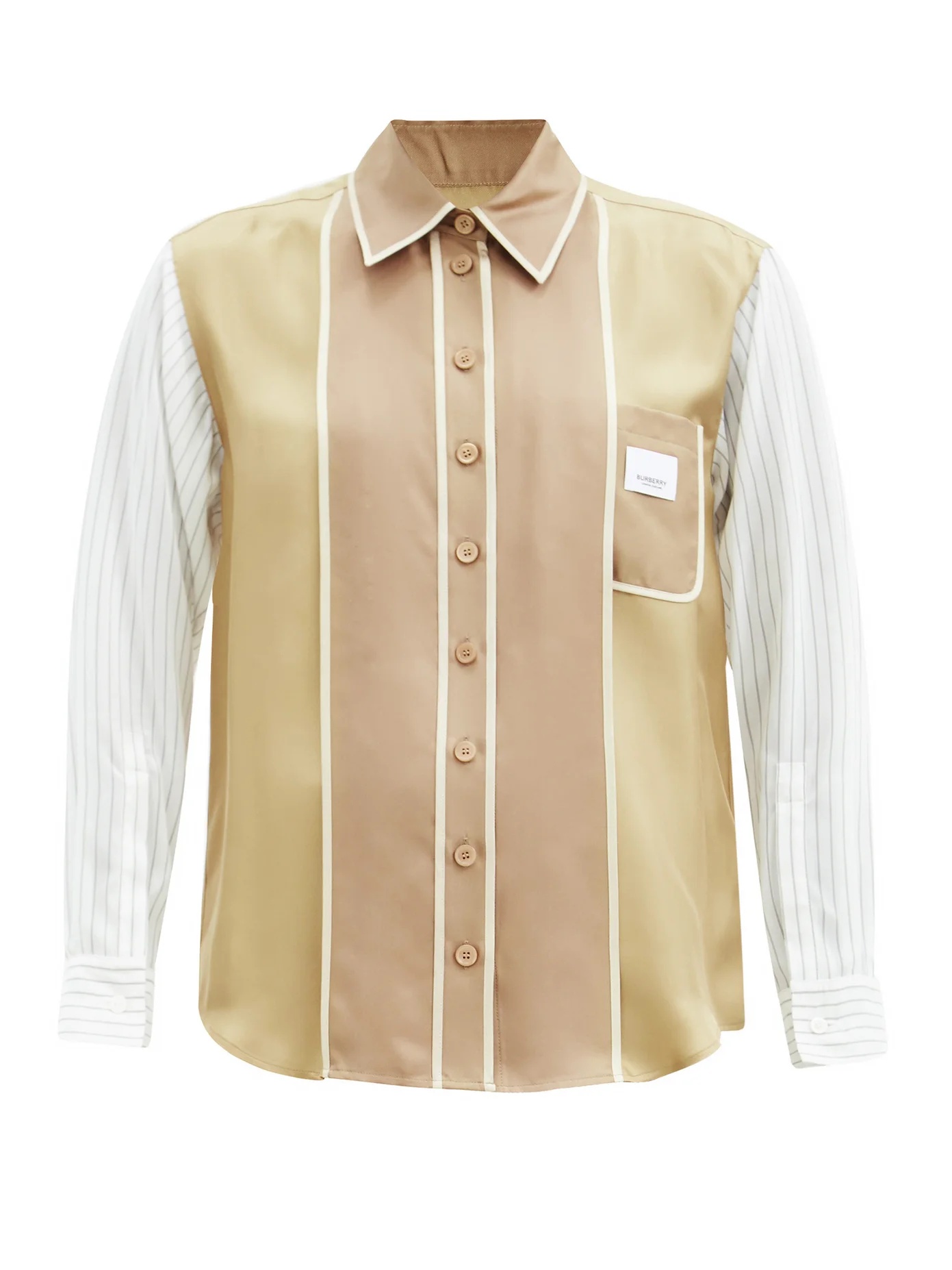 Panelled-front silk-faille shirt - 1