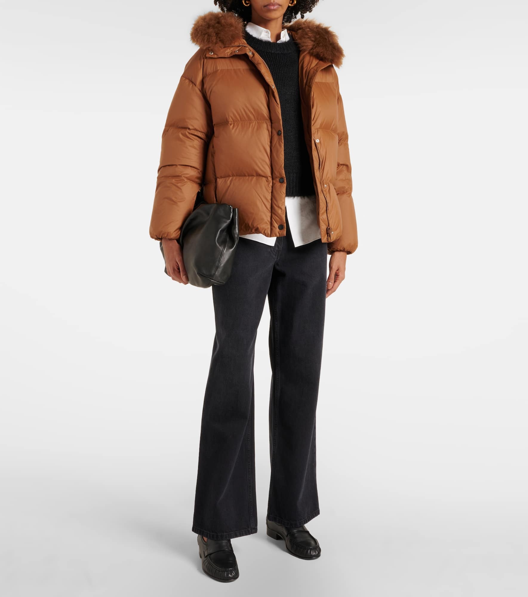 Shearling-trimmed down jacket - 2