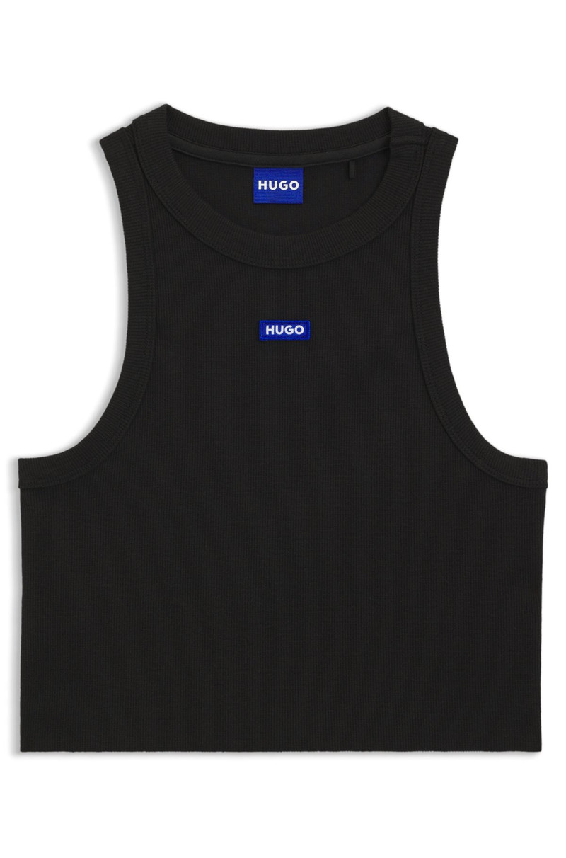 TANK TOP IN STRETCH COTTON WITH LOGO BADGE 1