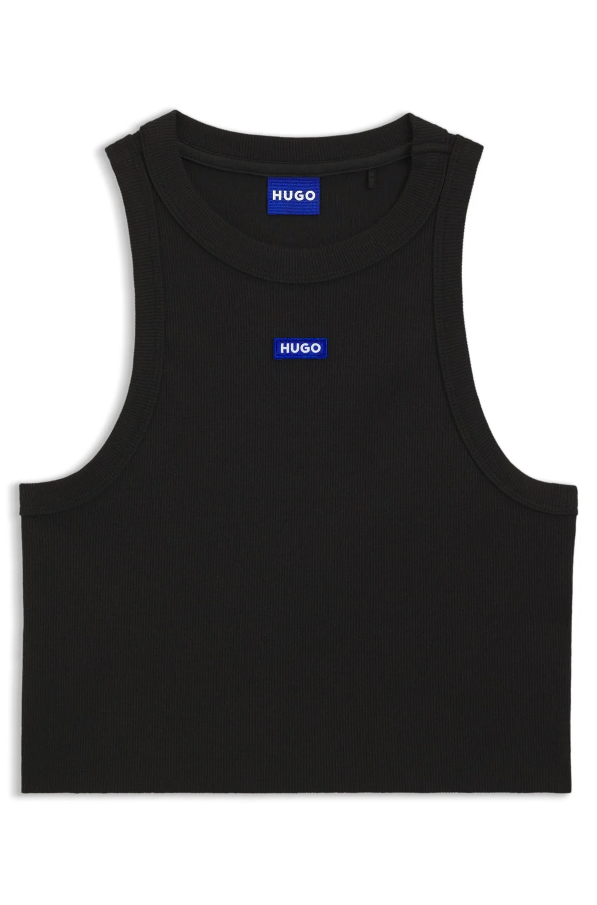 TANK TOP IN STRETCH COTTON WITH LOGO BADGE - 1