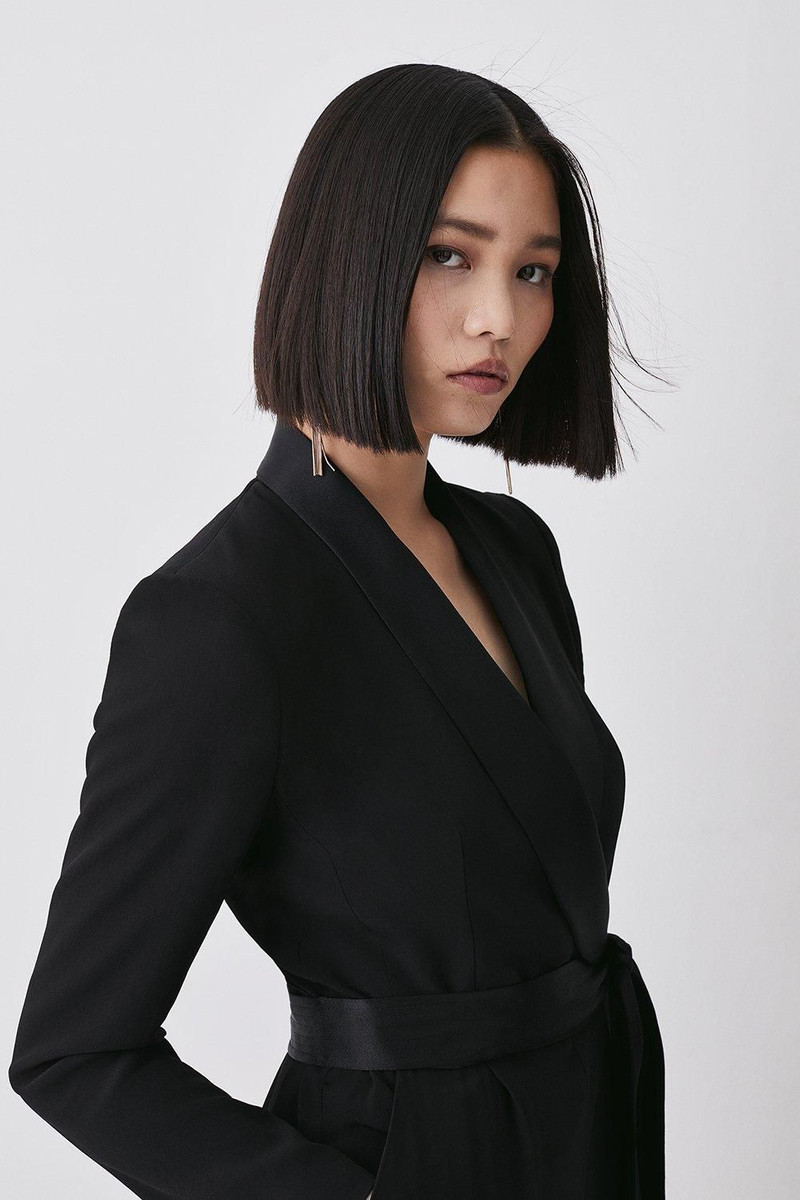 Tailored Tuxedo Belted Wrap Jumpsuit 3
