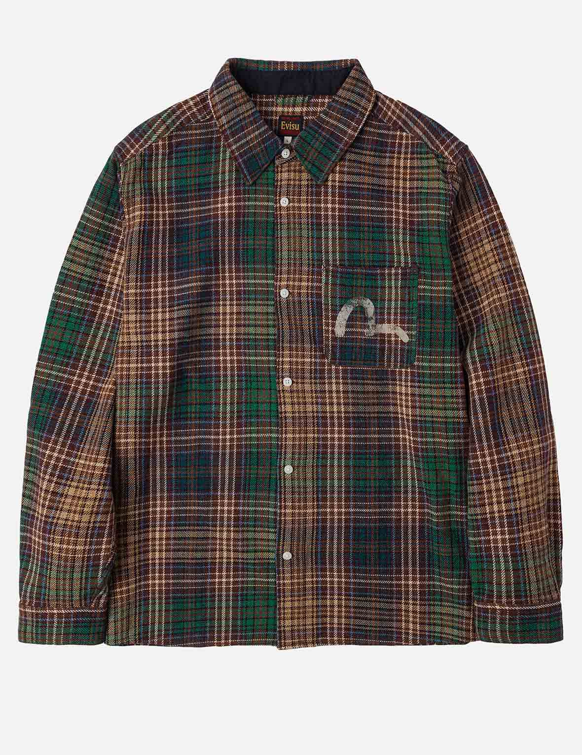 Seagull Print Regular Fit Flannel Check Shirt - 3