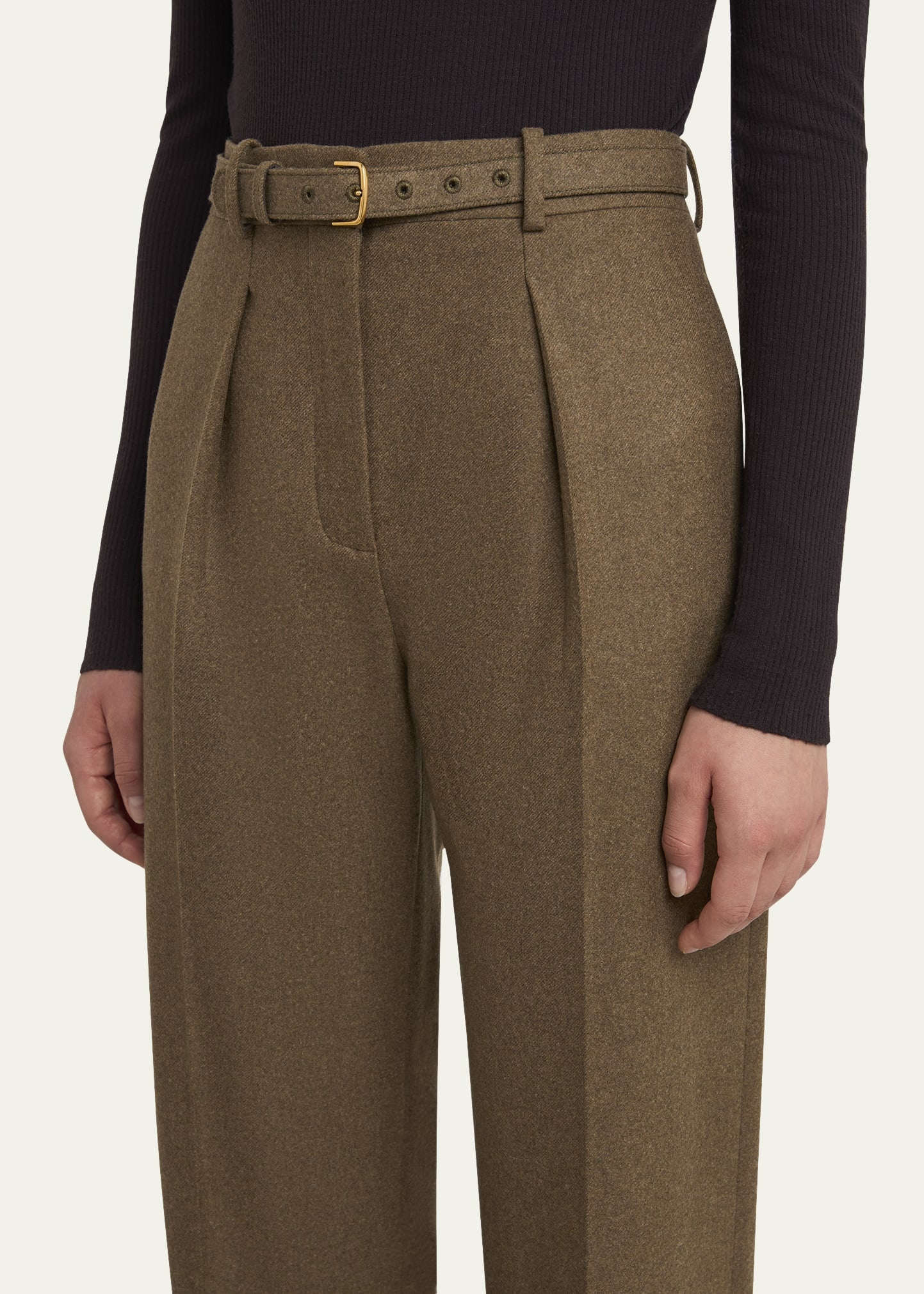 Edward Pintuck Belted Wool Cashmere Trousers - 5