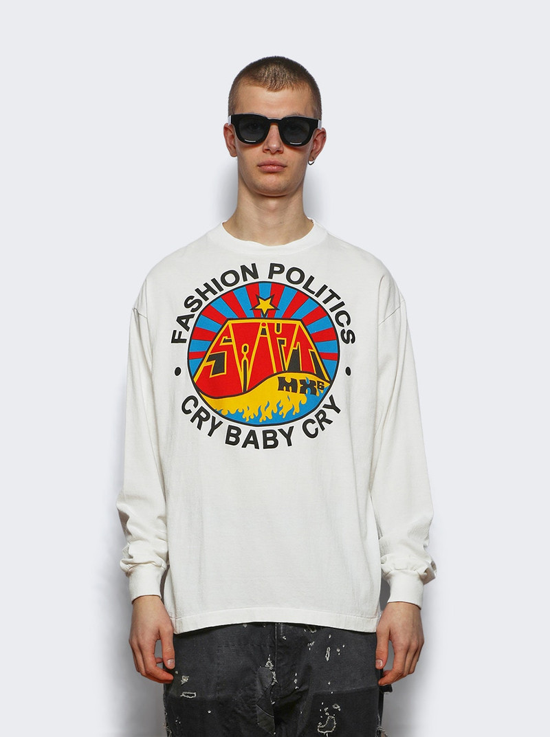 SAINT M×××××× Fashion Politics Long Sleeve Tee White outlook