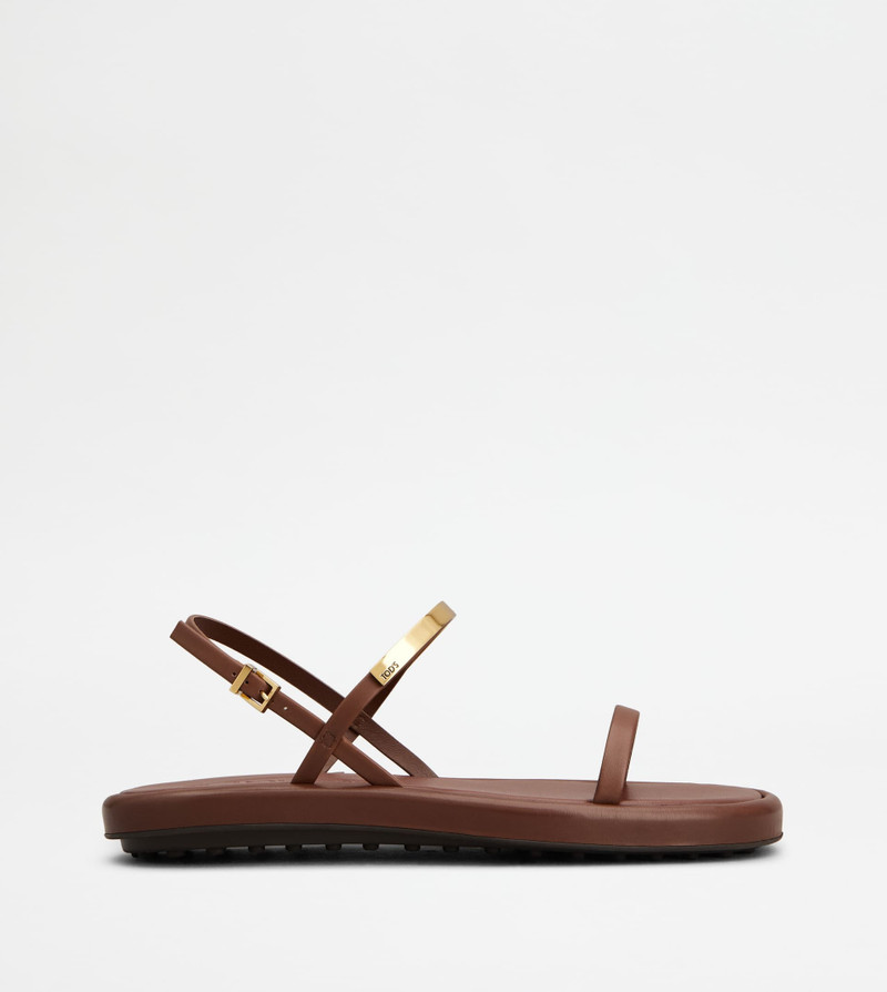 SANDALS IN LEATHER - BROWN - 1