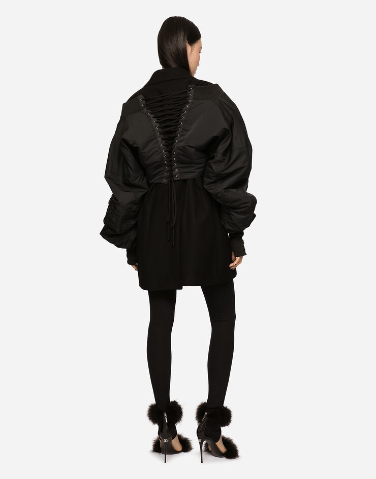 Duchesse and wool jacket with laces and eyelets - 3