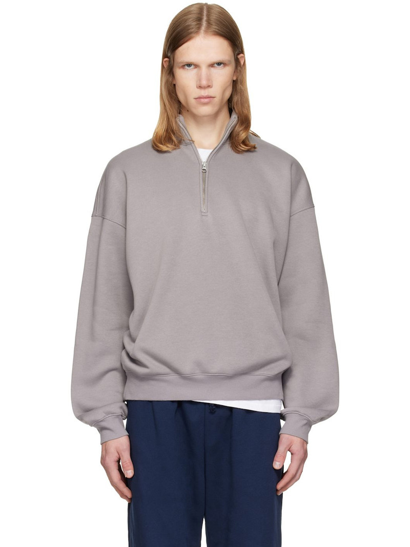 Gray Fleece Lounge Relaxed Quarter Zip Sweatshirt 1