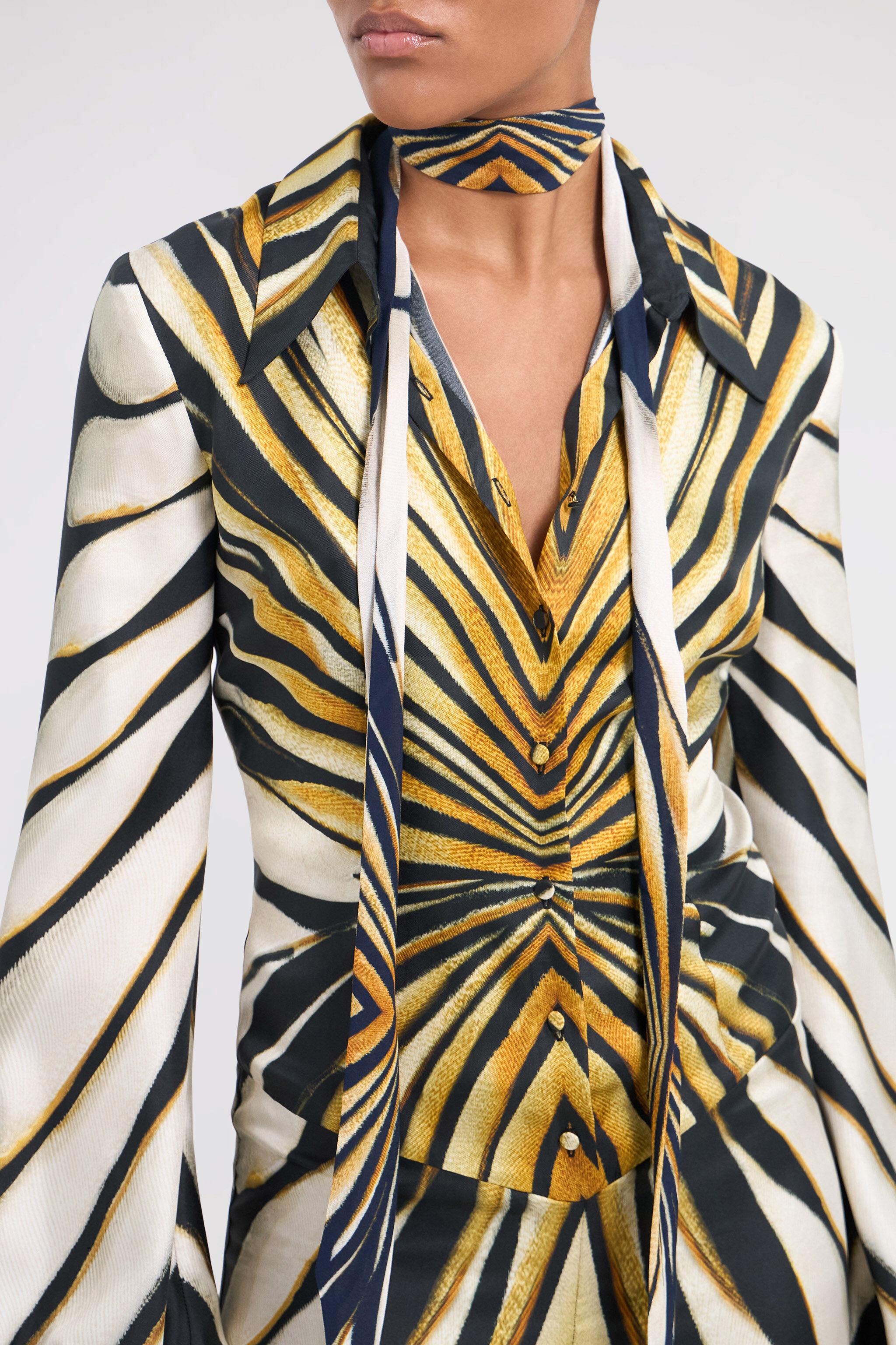 Ray Of Gold Print Silk Jumpsuit - 6