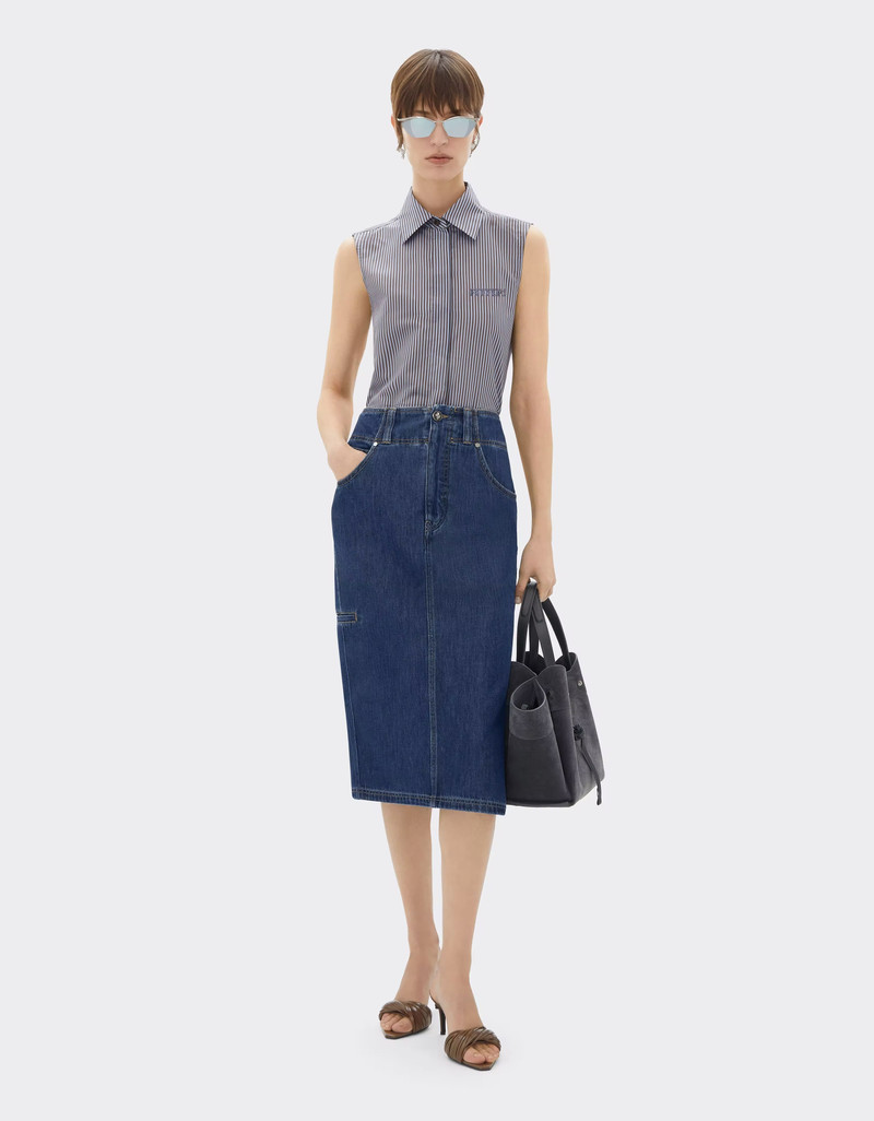 Ferrari Midi Denim Skirt with Alcantara® Details outlook