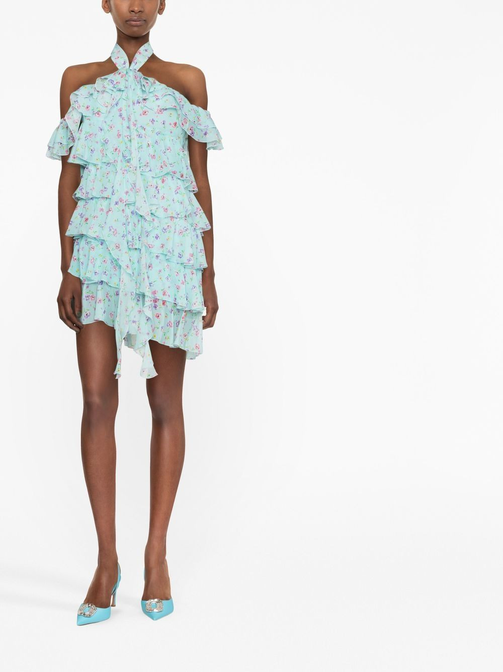 floral-print ruffled dress - 2