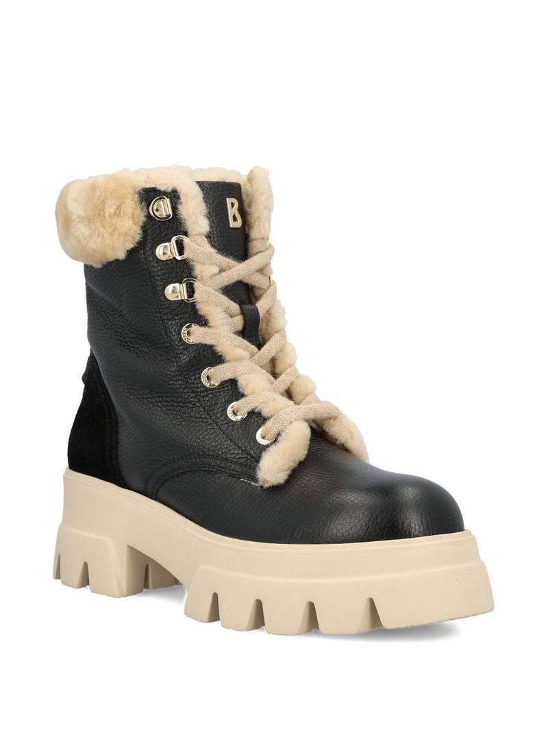 BOGNER shearling-trim lace-up combat boots outlook
