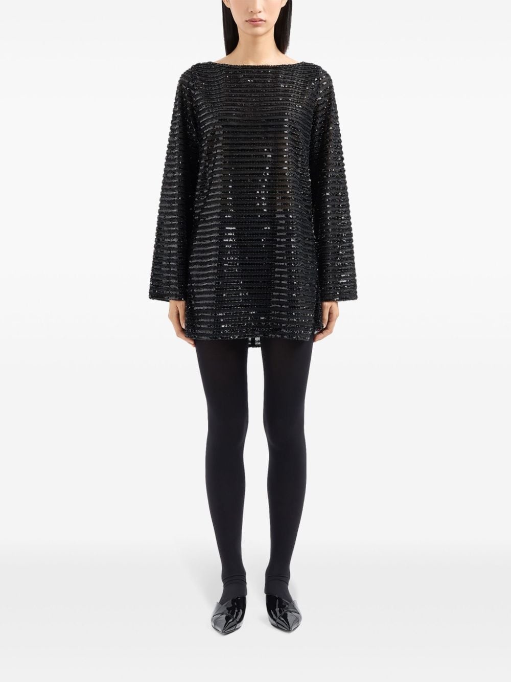 stripe-sequin shift dress - 2