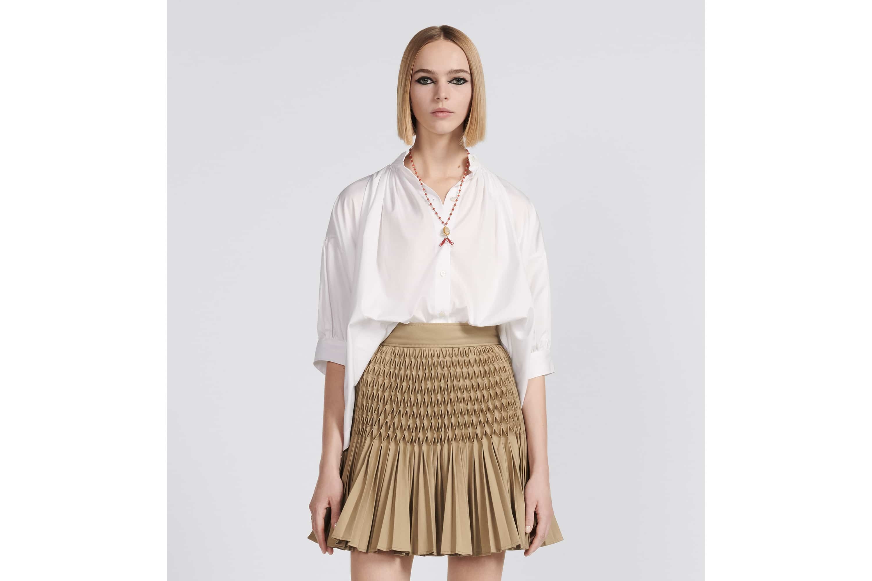 Three-Quarter Sleeve Pleated Blouse - 4