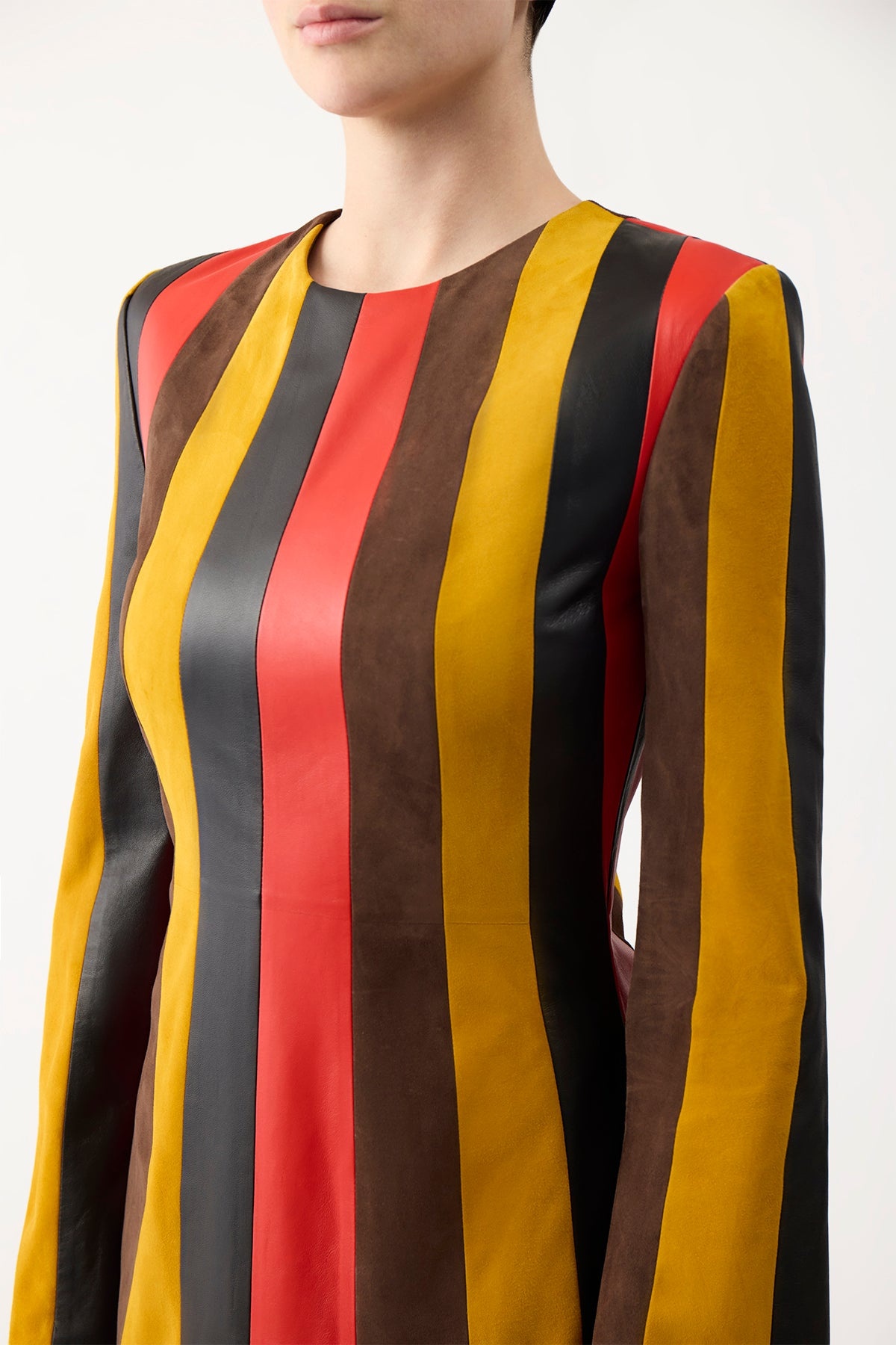 Taylor Dress in Multi Stripe Leather - 6