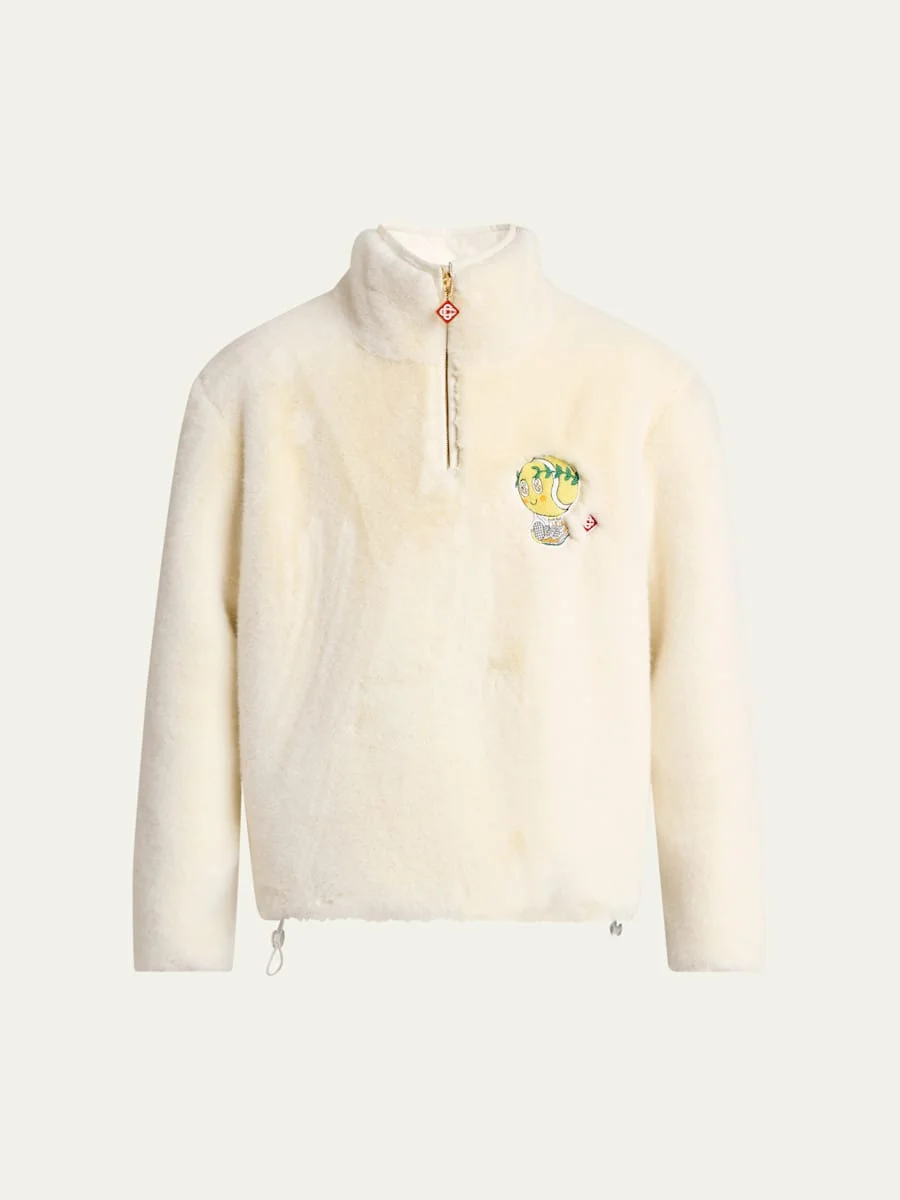 Men's Tennis Ball Faux Fur Half-Zip Pullover - 1