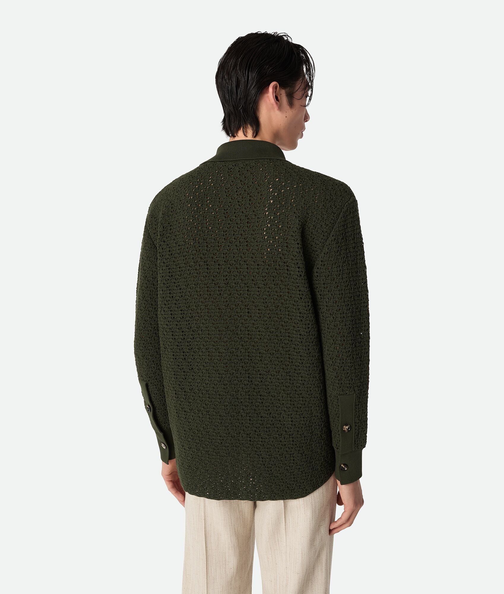 Cotton Crochet Knit Shirt - 3