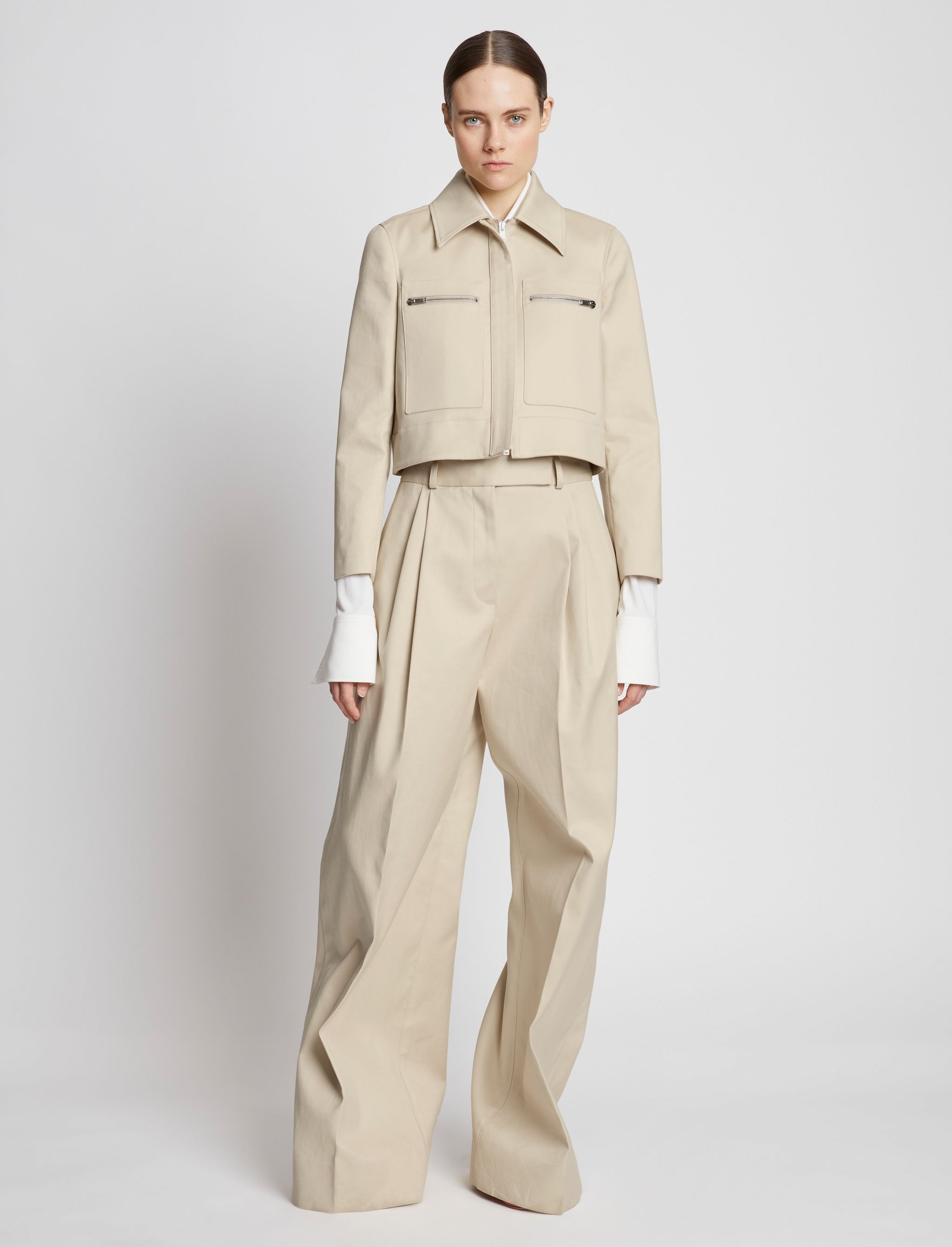 Cotton Gabardine Cropped Jacket - 3