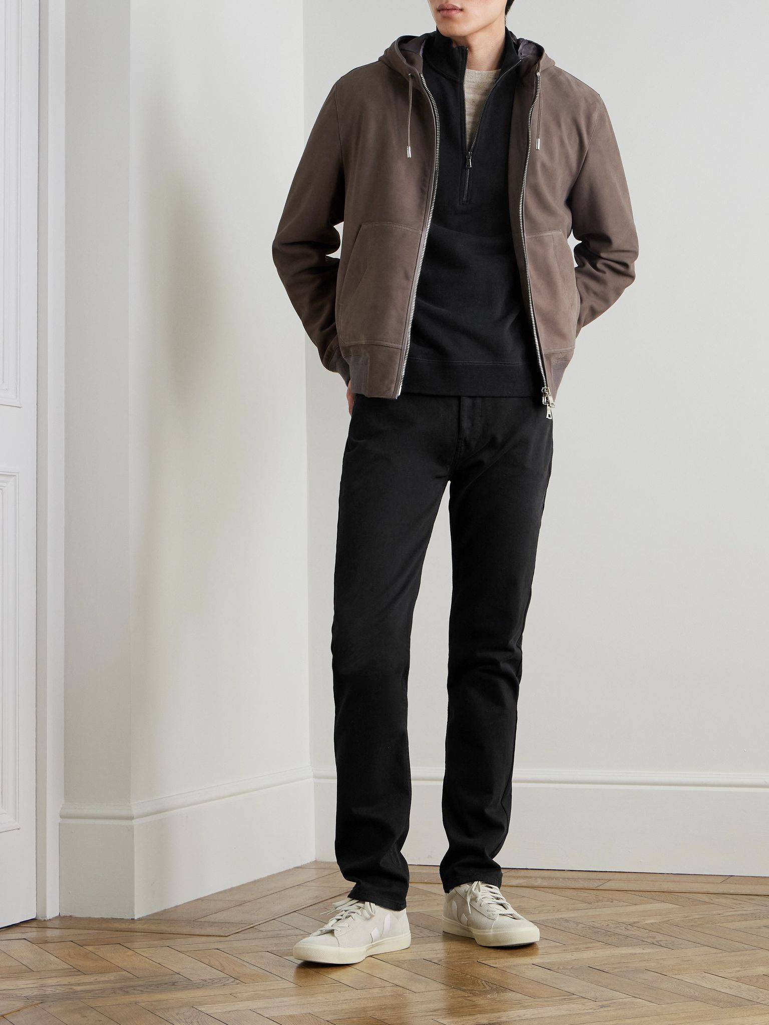 Cotton-Jersey Half-Zip Sweatshirt Black - 2