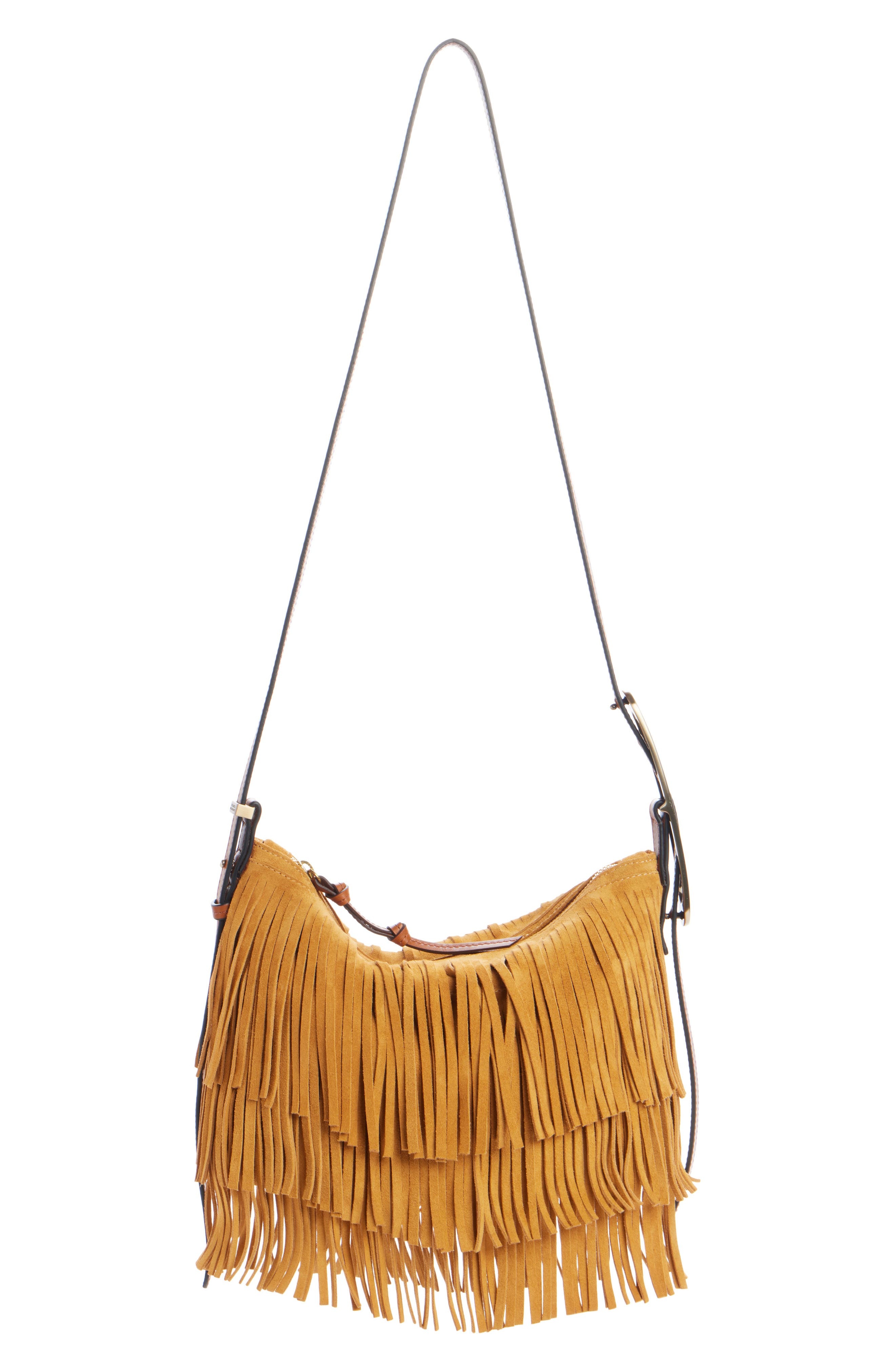 Isabel Marant Mini Leyden Fringe Suede Hobo Bag in Ochre at Nordstrom - 4