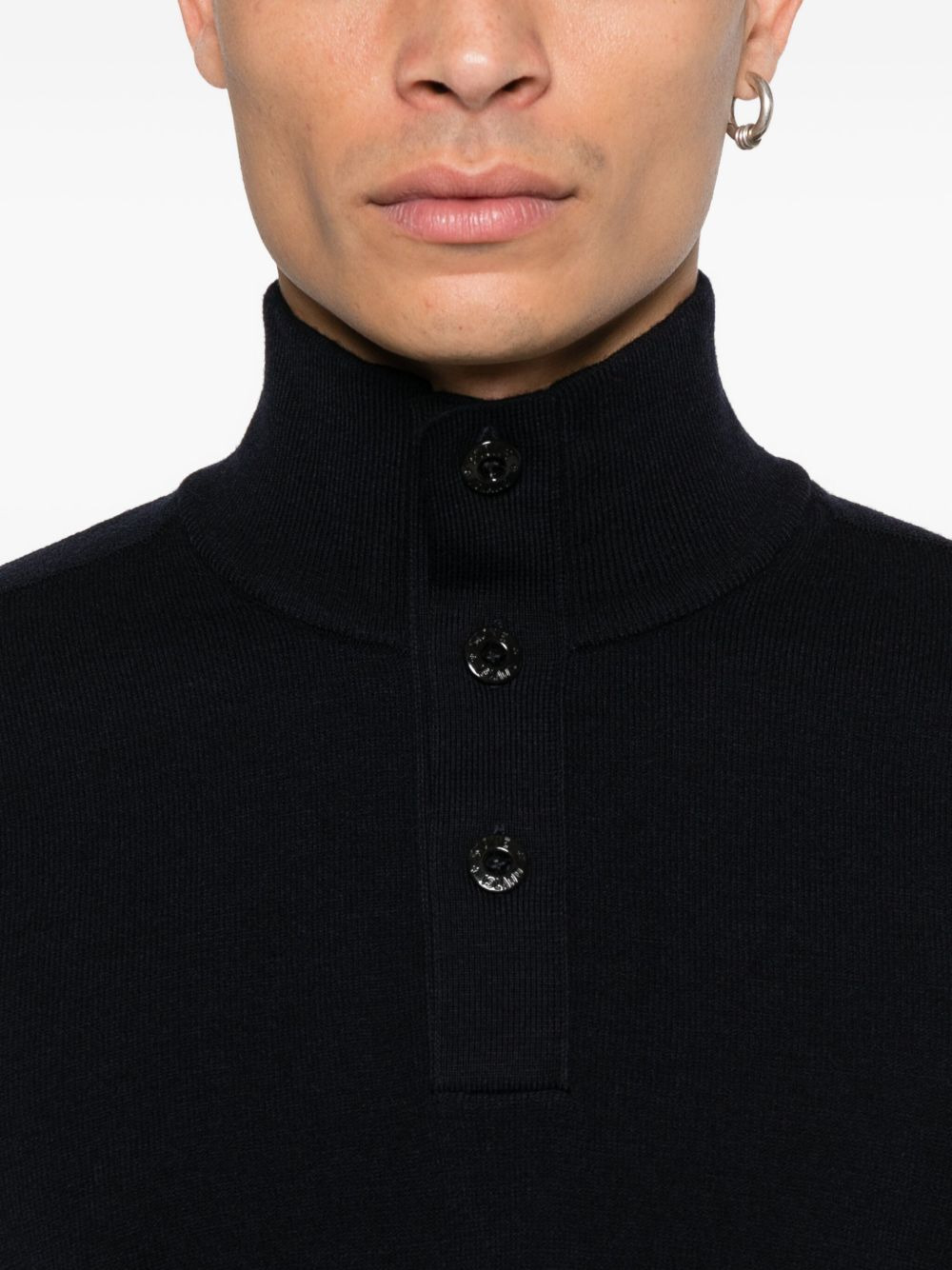high-neck button sweater - 5