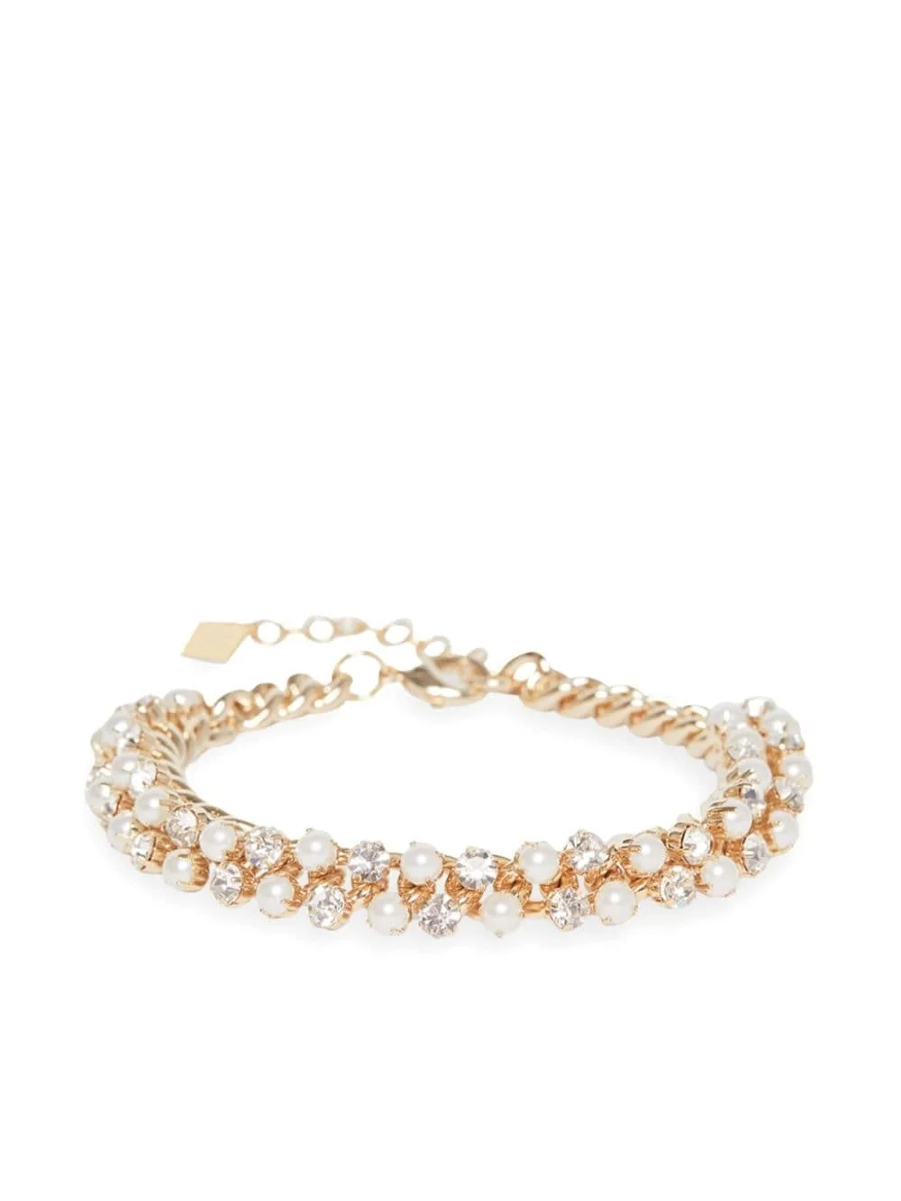 faux-pearl and crystal embellished bracelet - 1