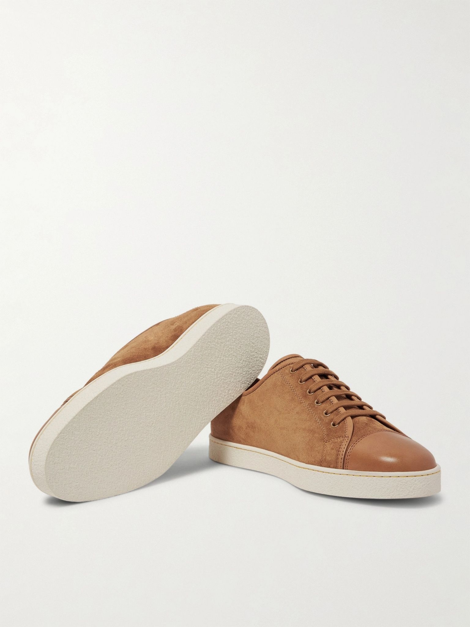 Levah Cap-Toe Suede and Leather Sneakers - 7