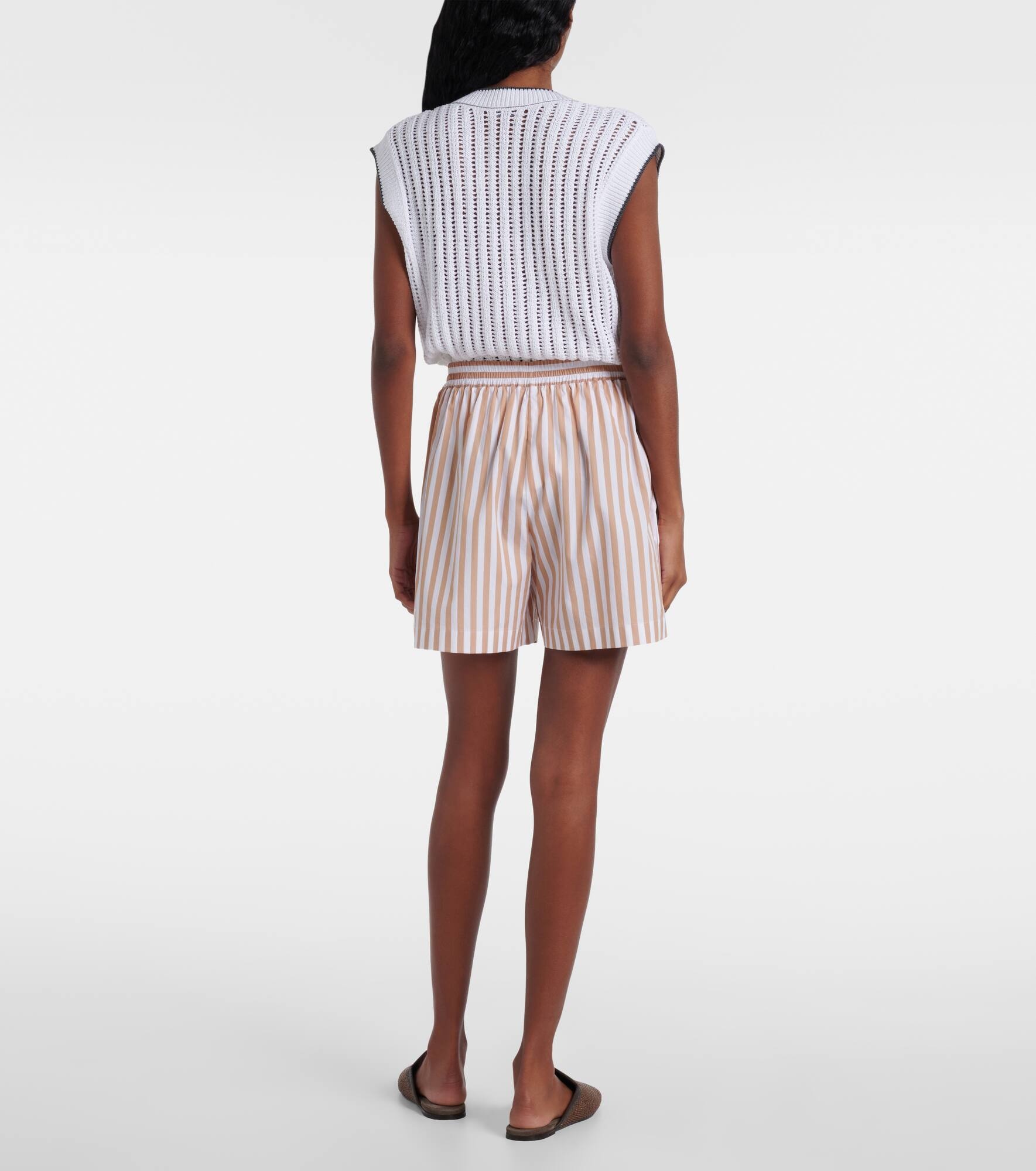Striped cotton and silk Bermuda shorts - 3
