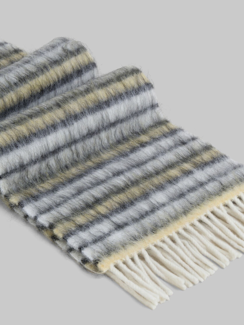 WHITE WOOL AND MOHAIR SCARF WITH STRIPED PATTERN - 3