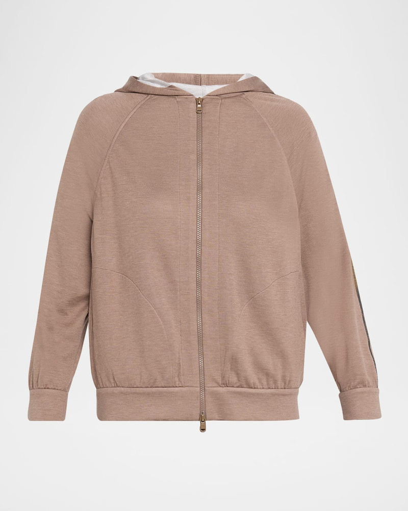 Monili Stripe Cotton-Silk Zip Jacket 1