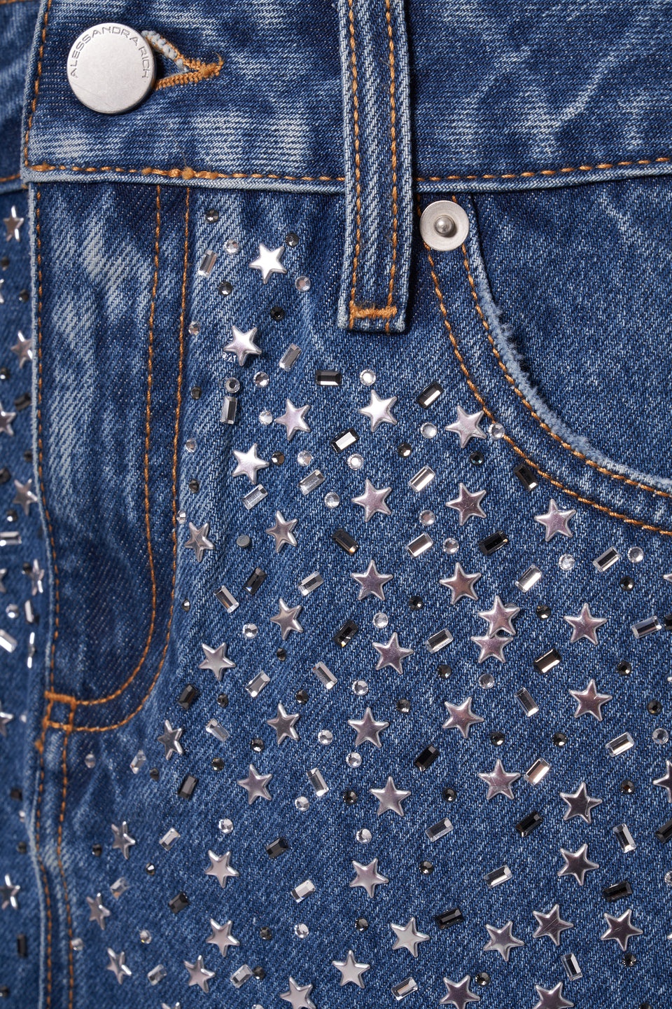 DENIM MINI SKIRT WITH HOTFIX - 3