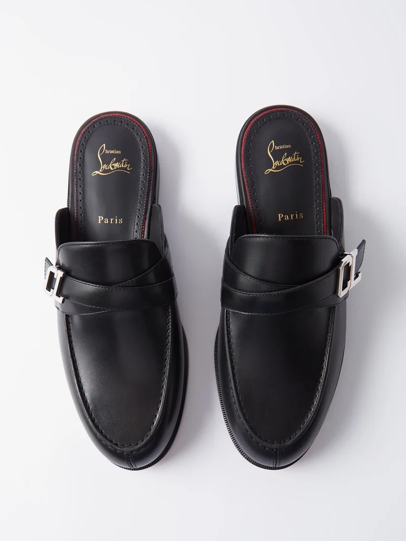 Muloman logo-plaque leather mules - 4
