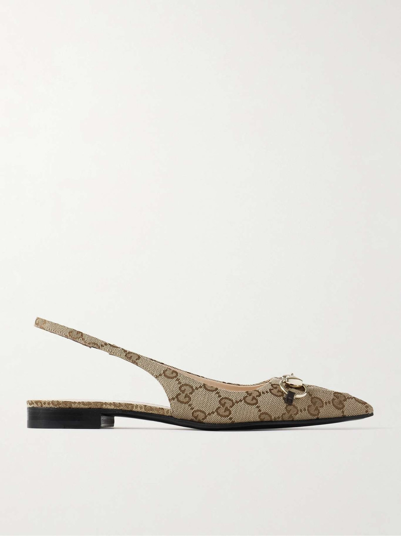 Erin horsebit-embellished canvas-jacquard slingback sandals - 1