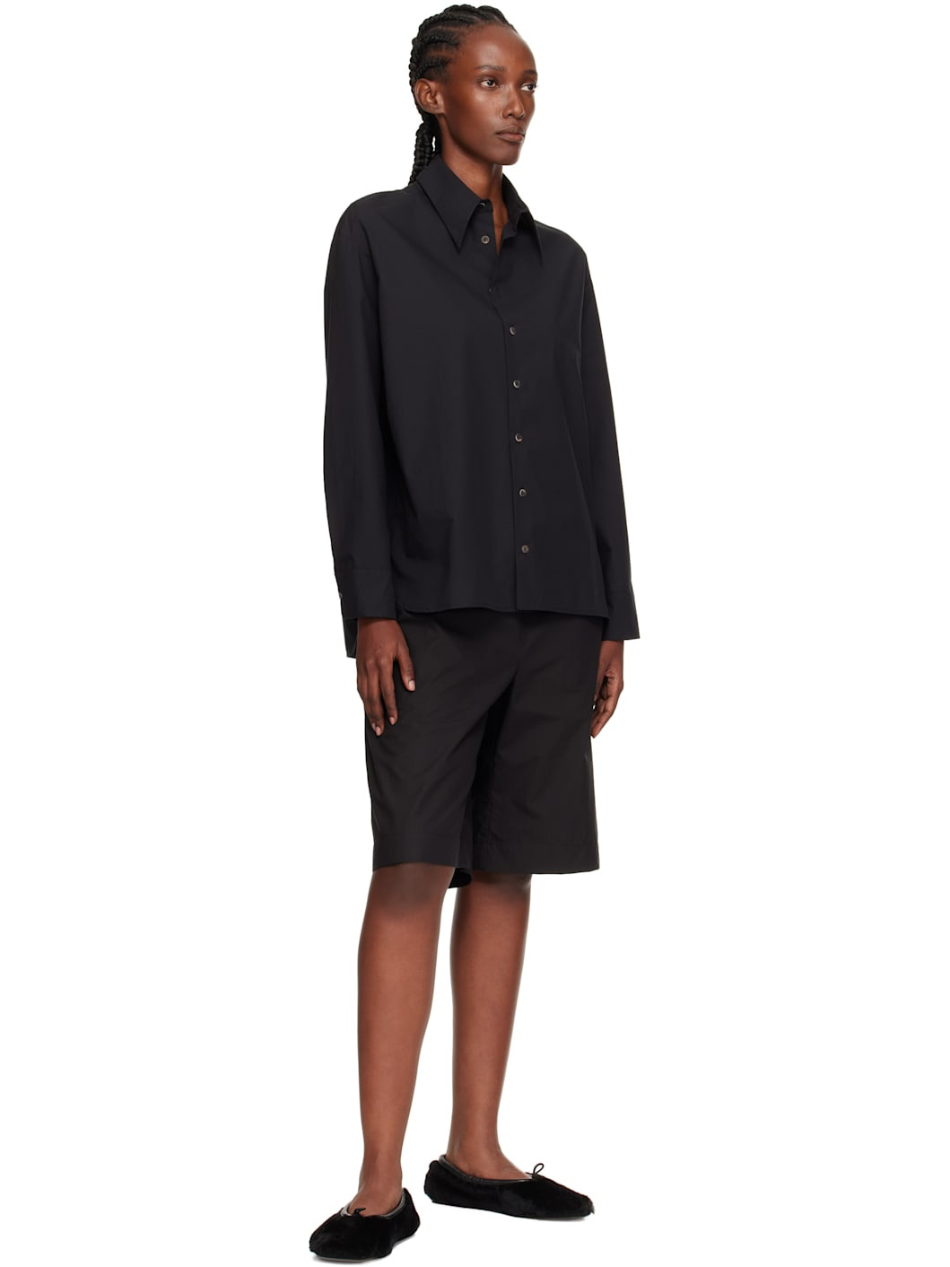 Black Puntera Shearling Ballerina Flats - 5