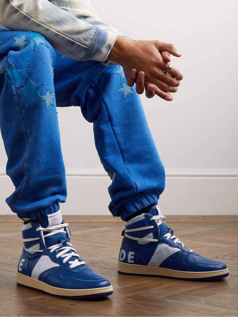 Rhude Rhecess Logo-Appliquéd Leather High-Top Sneakers outlook