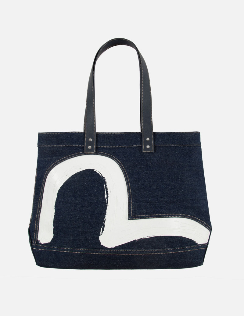BRUSHSTROKE SEAGULL PRINT DENIM TOTE BAG 1