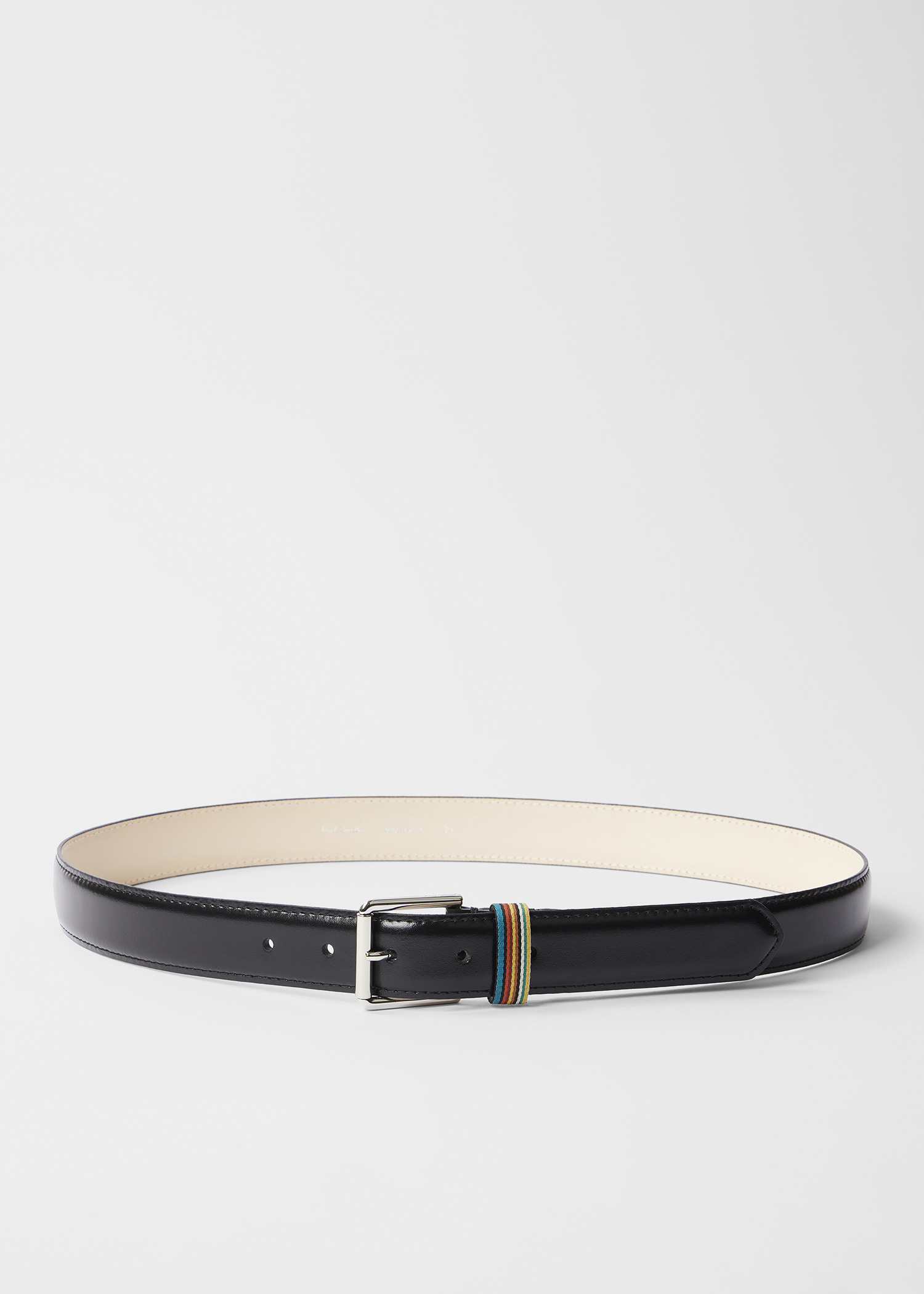 Black Leather 'Signature Stripe' Keeper Belt - 2