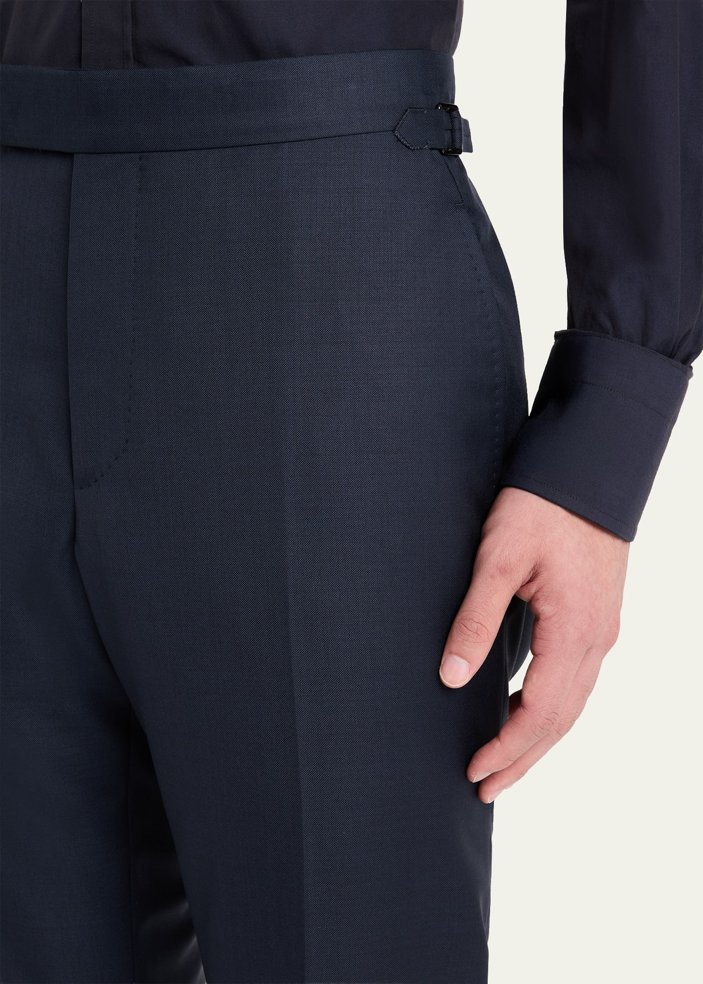 Men's Wool Sharkskin Flat-Front Pants - 5